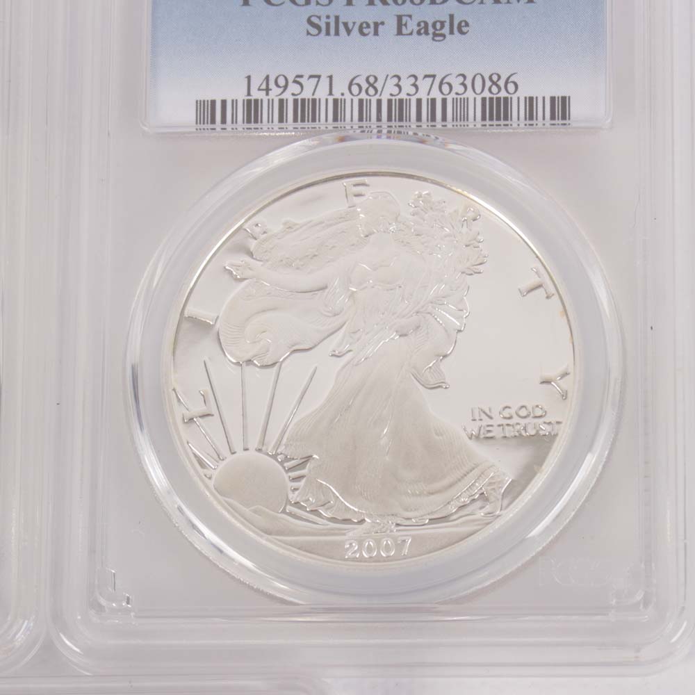 PCGS Graded Silver Eagle Proof Dollar Coins