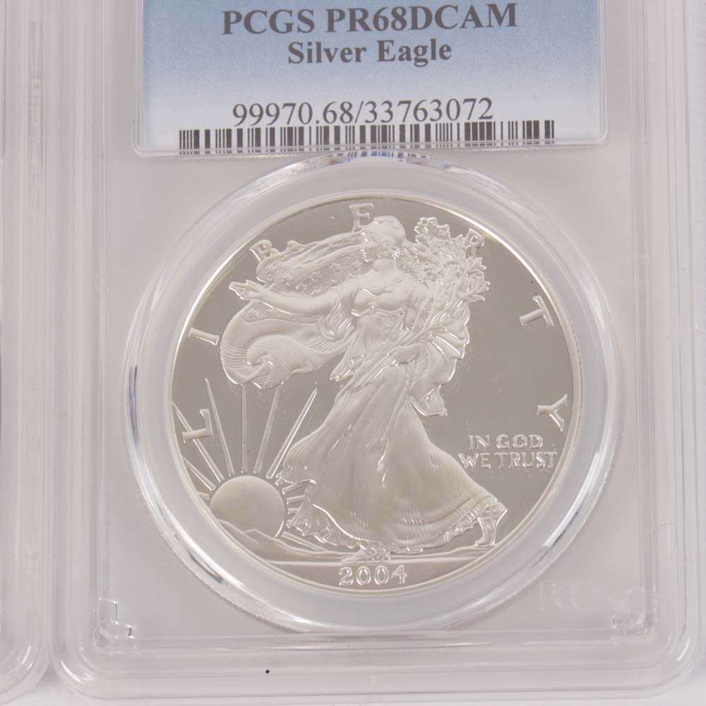 PCGS Graded Silver Eagle Proof Dollar Coins