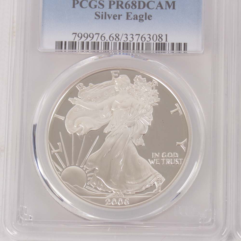 PCGS Graded Silver Eagle Proof Dollar Coins