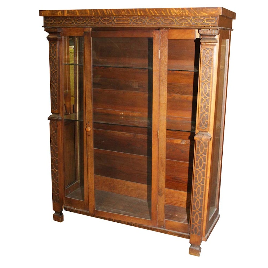 Vintage Golden Oak Display Cabinet