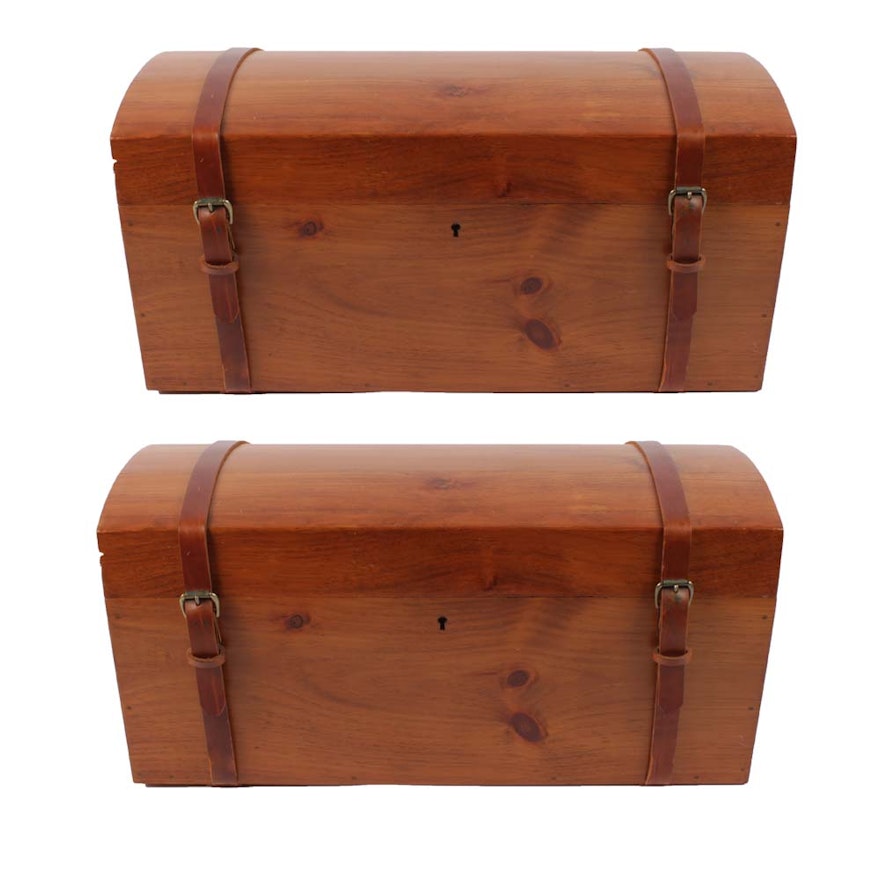 Vintage Hand Crafted Petite Cedar Finish Dome Top Trunks