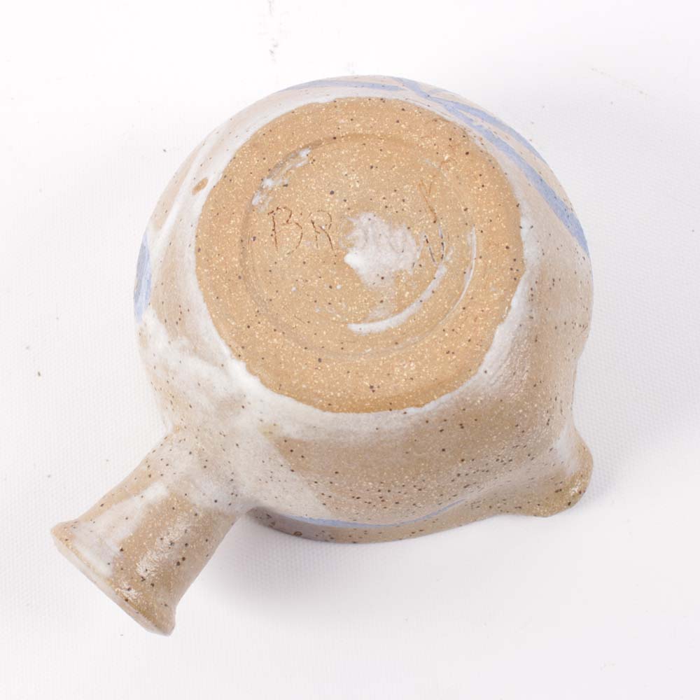 Signed Hand Thrown Stoneware Kitchenware Featuring Brown Pottery