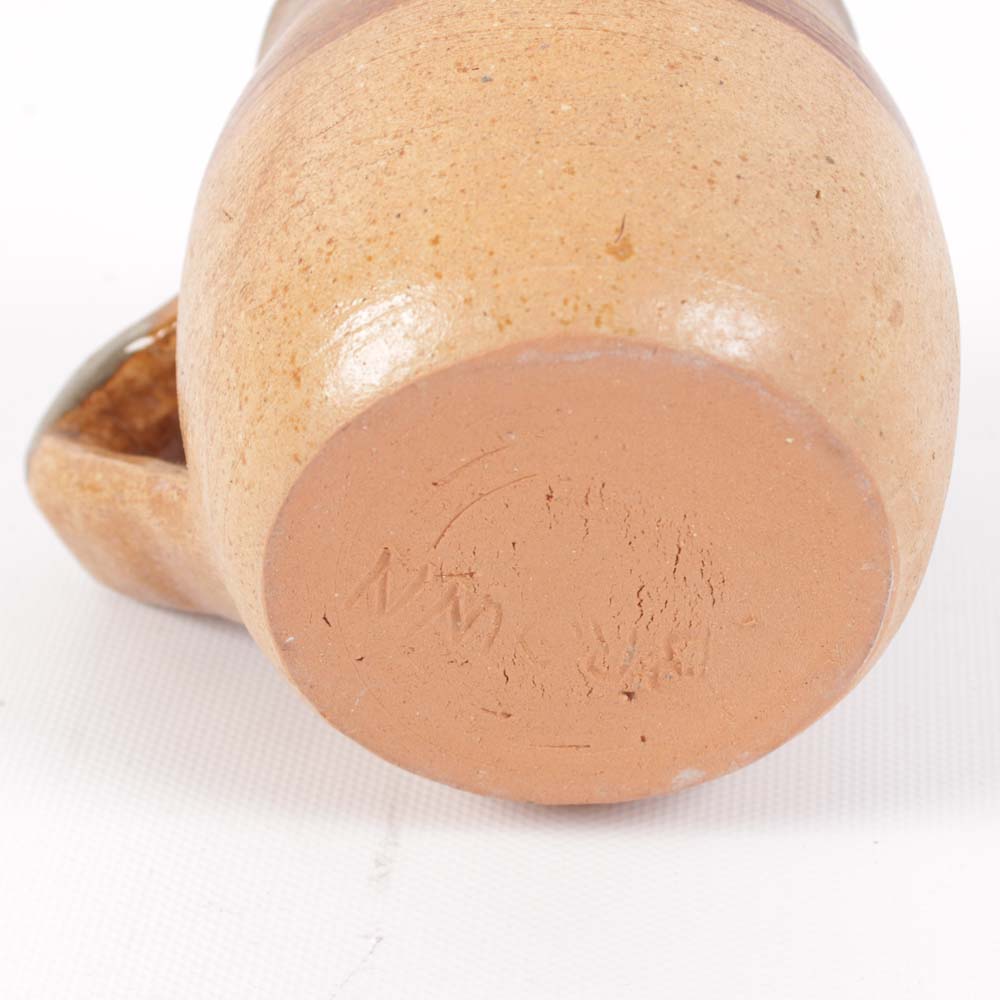 Signed Hand Thrown Stoneware Kitchenware Featuring Brown Pottery