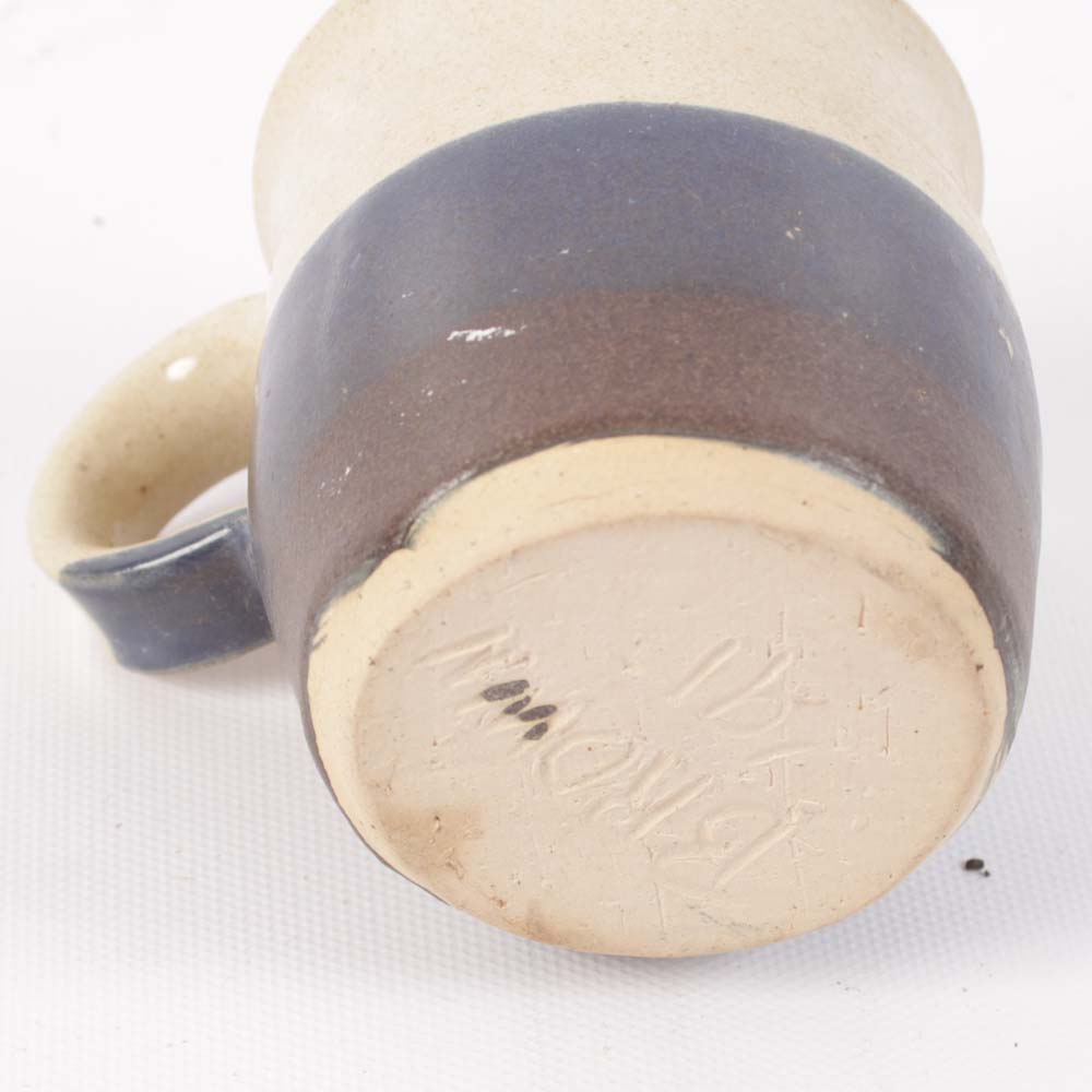 Signed Hand Thrown Stoneware Kitchenware Featuring Brown Pottery