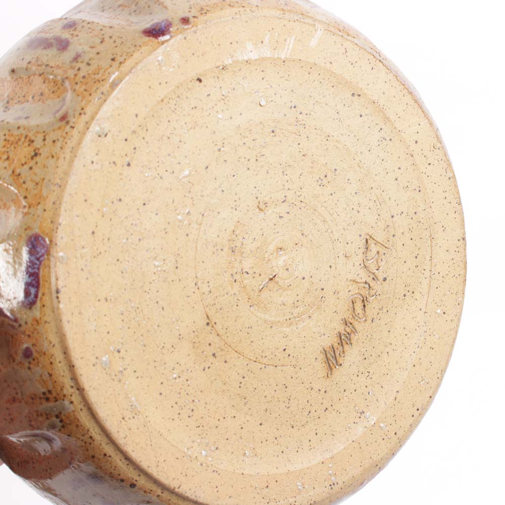 Signed Hand Thrown Stoneware Kitchenware Featuring Brown Pottery