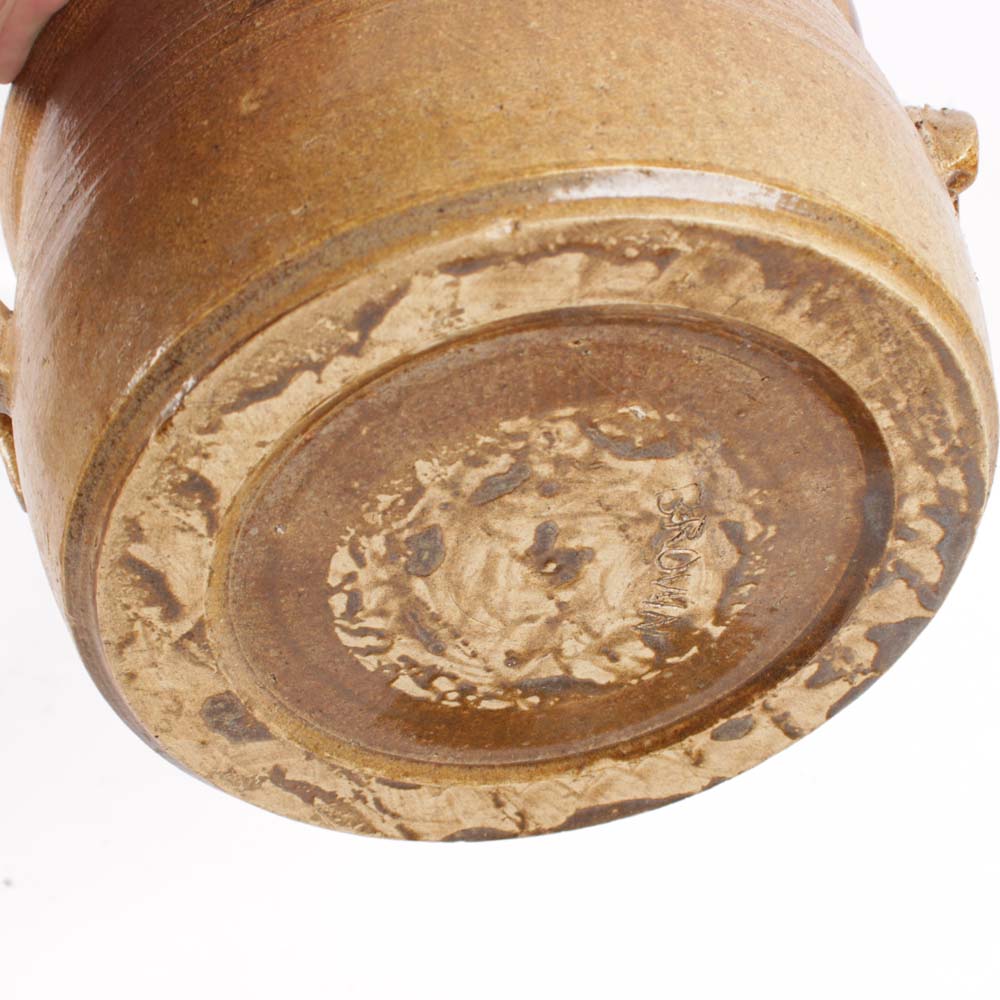 Signed Hand Thrown Stoneware Kitchenware Featuring Brown Pottery