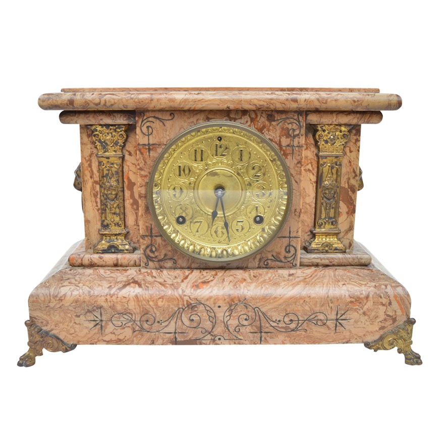 Late 19th Century Seth Thomas Adamantine Mantle Clock