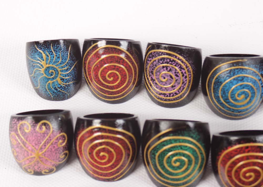 Wooden Bracelet and Ring Assortment