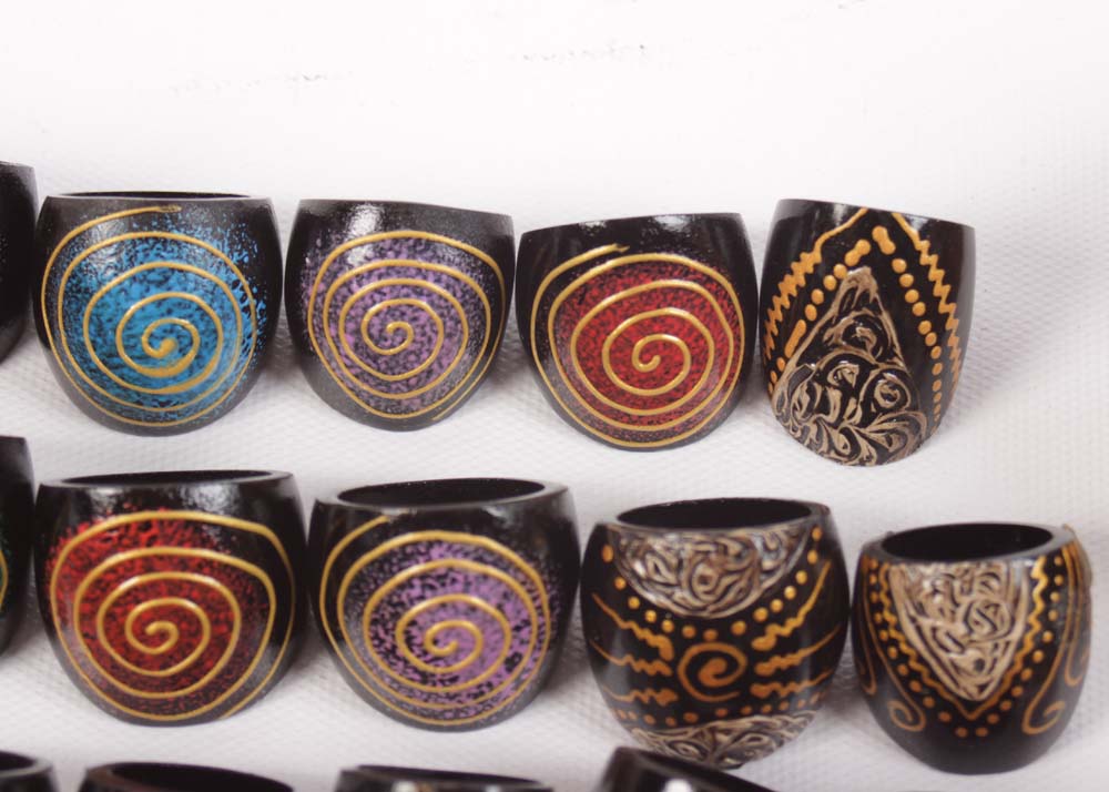 Wooden Bracelet and Ring Assortment