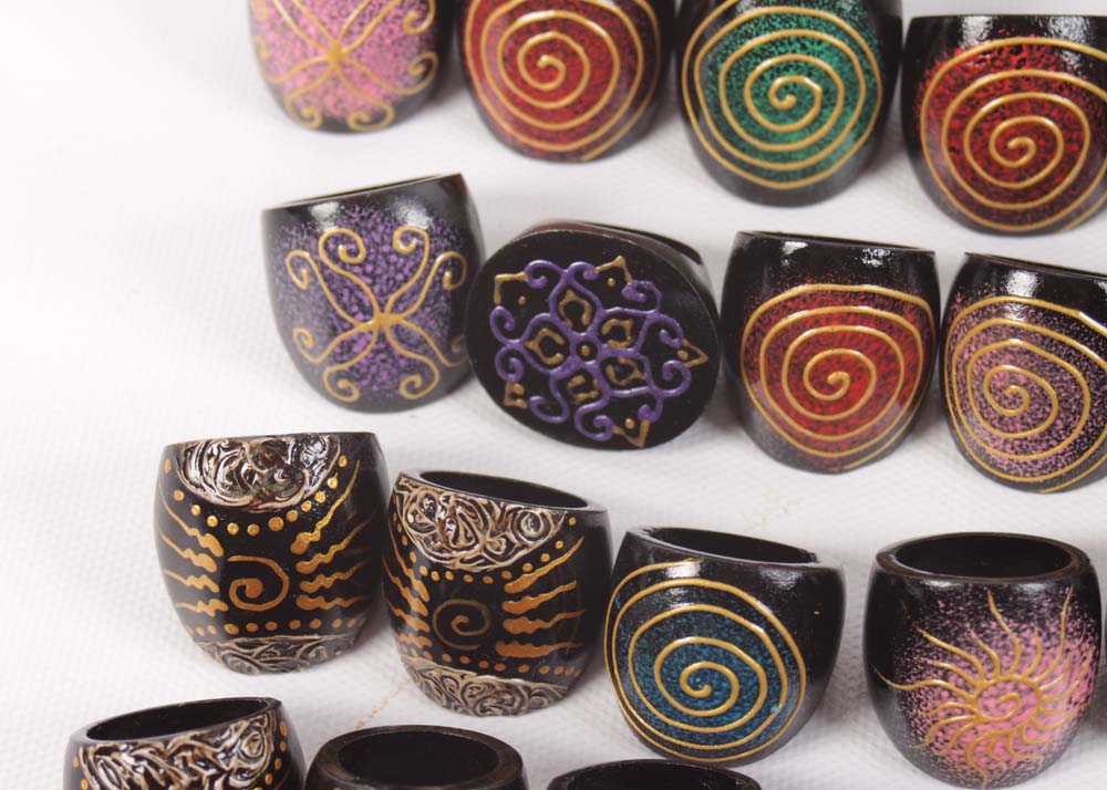 Wooden Bracelet and Ring Assortment