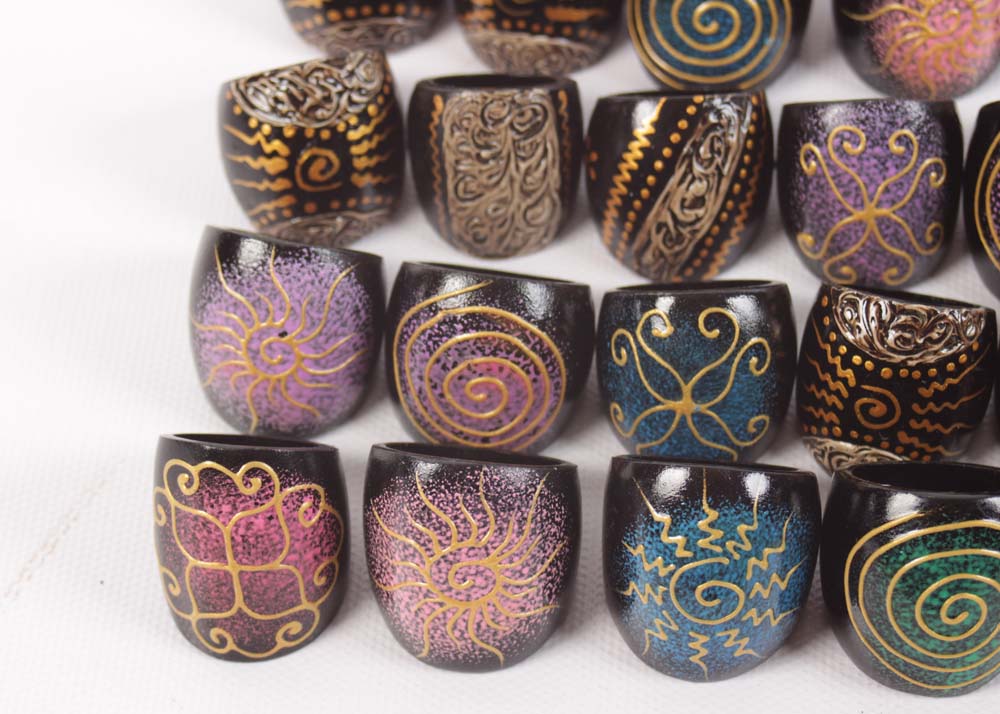 Wooden Bracelet and Ring Assortment