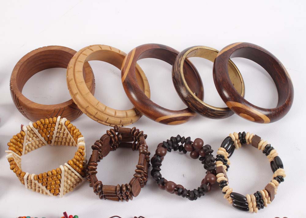 Wooden Bracelet and Ring Assortment
