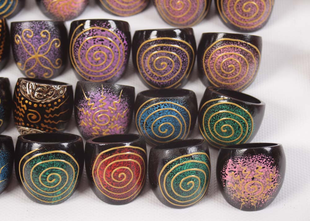 Wooden Bracelet and Ring Assortment