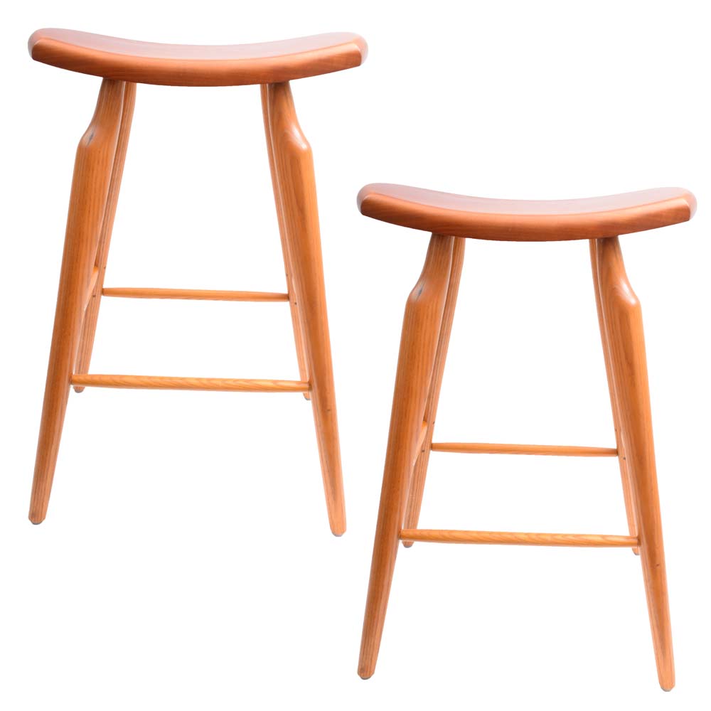 Pair of Stephen Swift Nantucket Wood Kitchen Stools