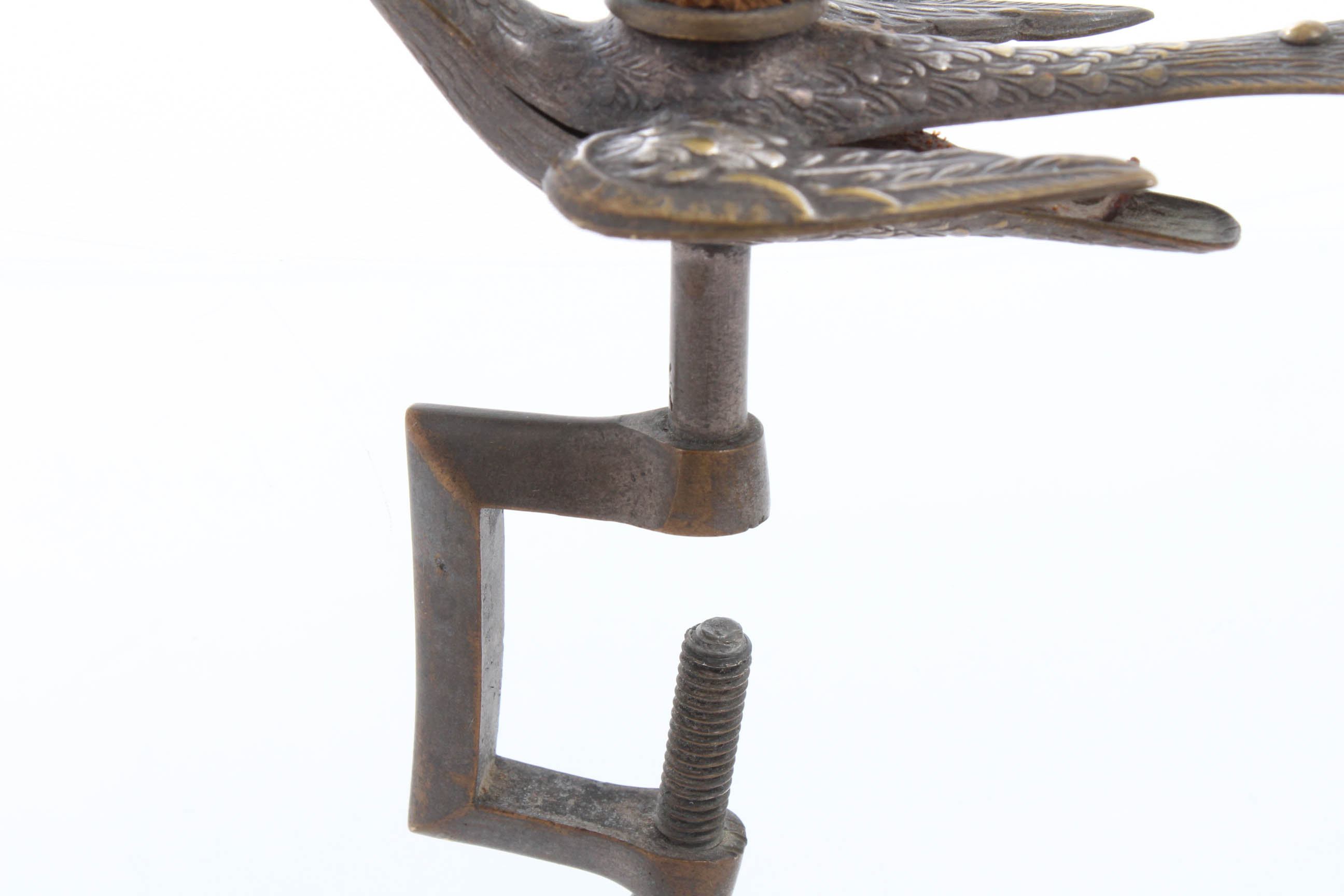 Antique Victorian Era Charles Waterman Brass Sewing Bird