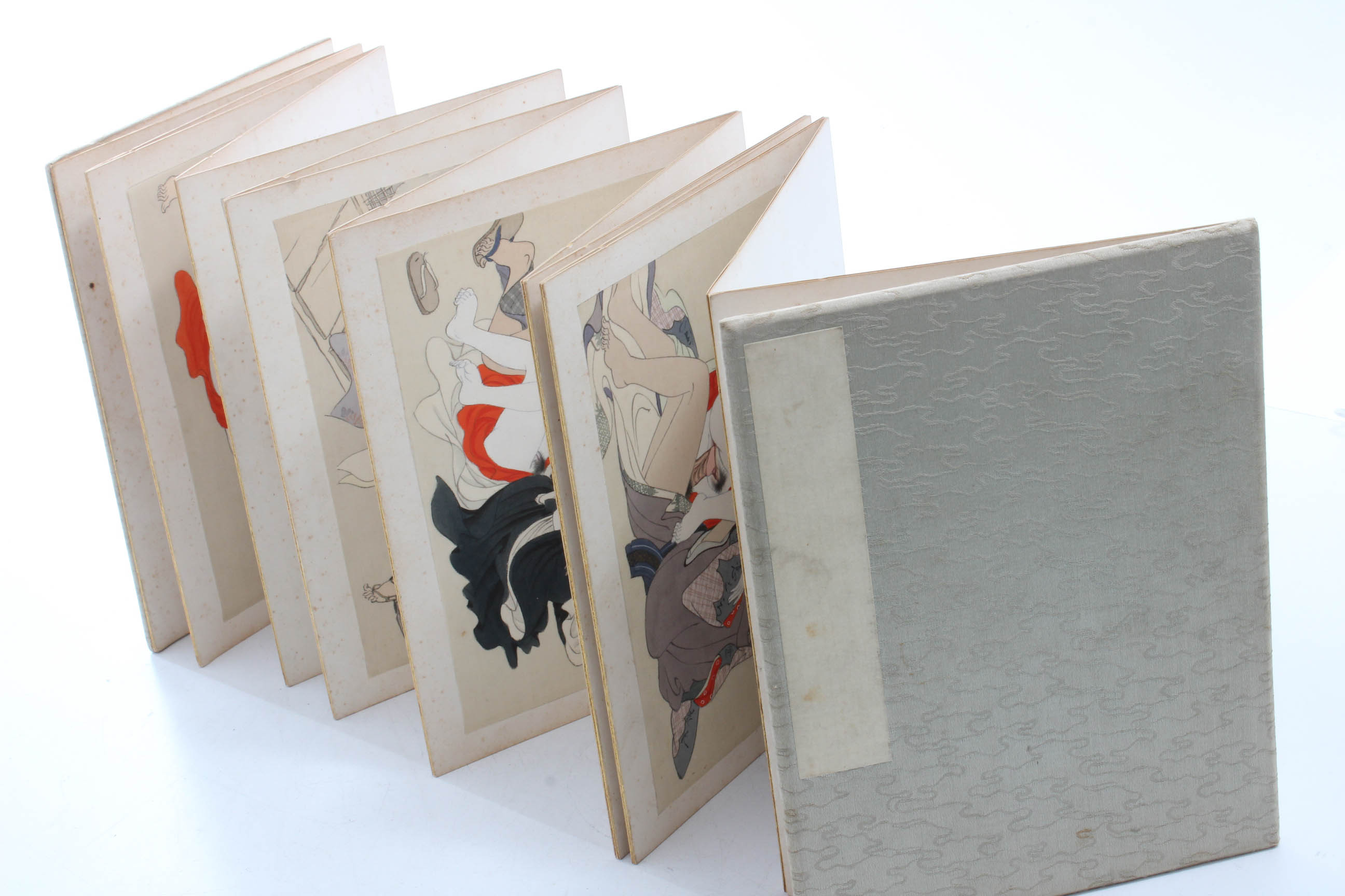 Vintage Silk Bound Japanese Shunga Pillow Book