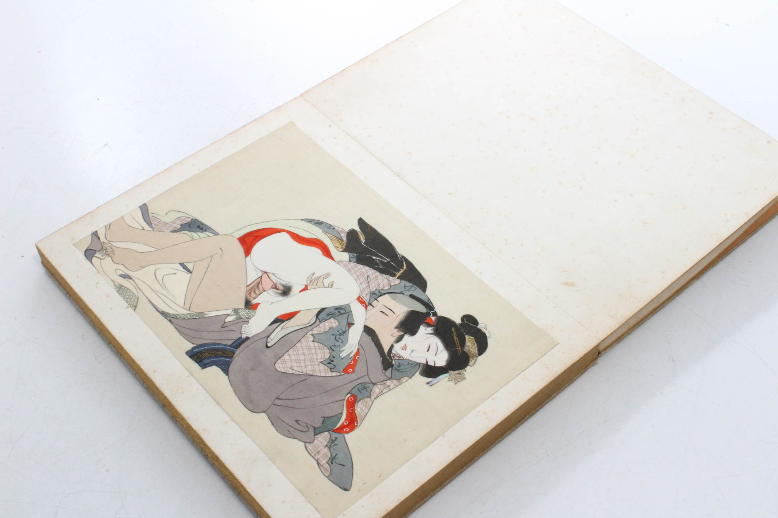 Vintage Silk Bound Japanese Shunga Pillow Book