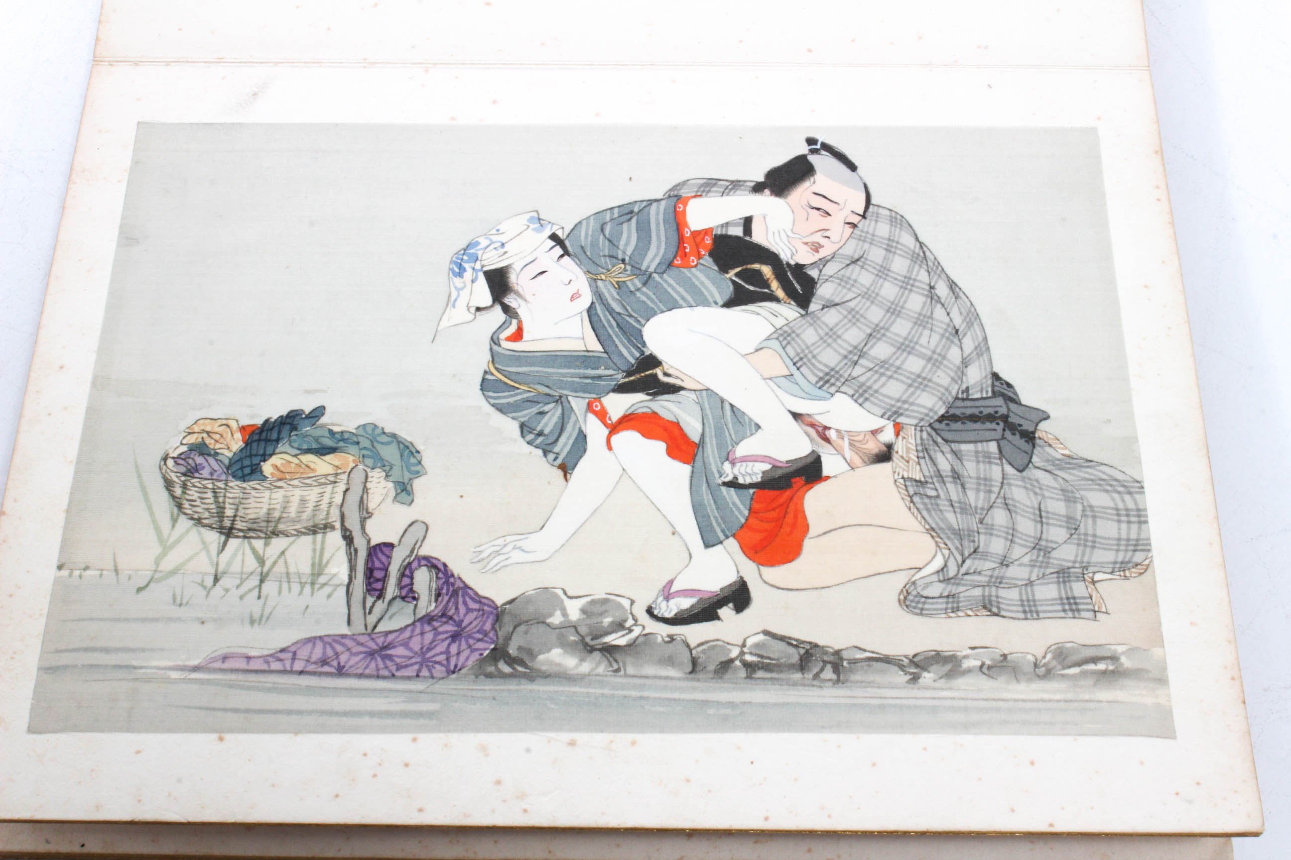 Vintage Silk Bound Japanese Shunga Pillow Book