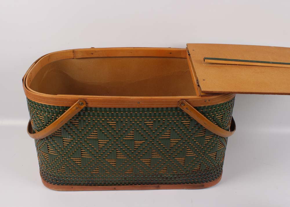 Vintage Burlington Hawkeye Picnic Basket Set