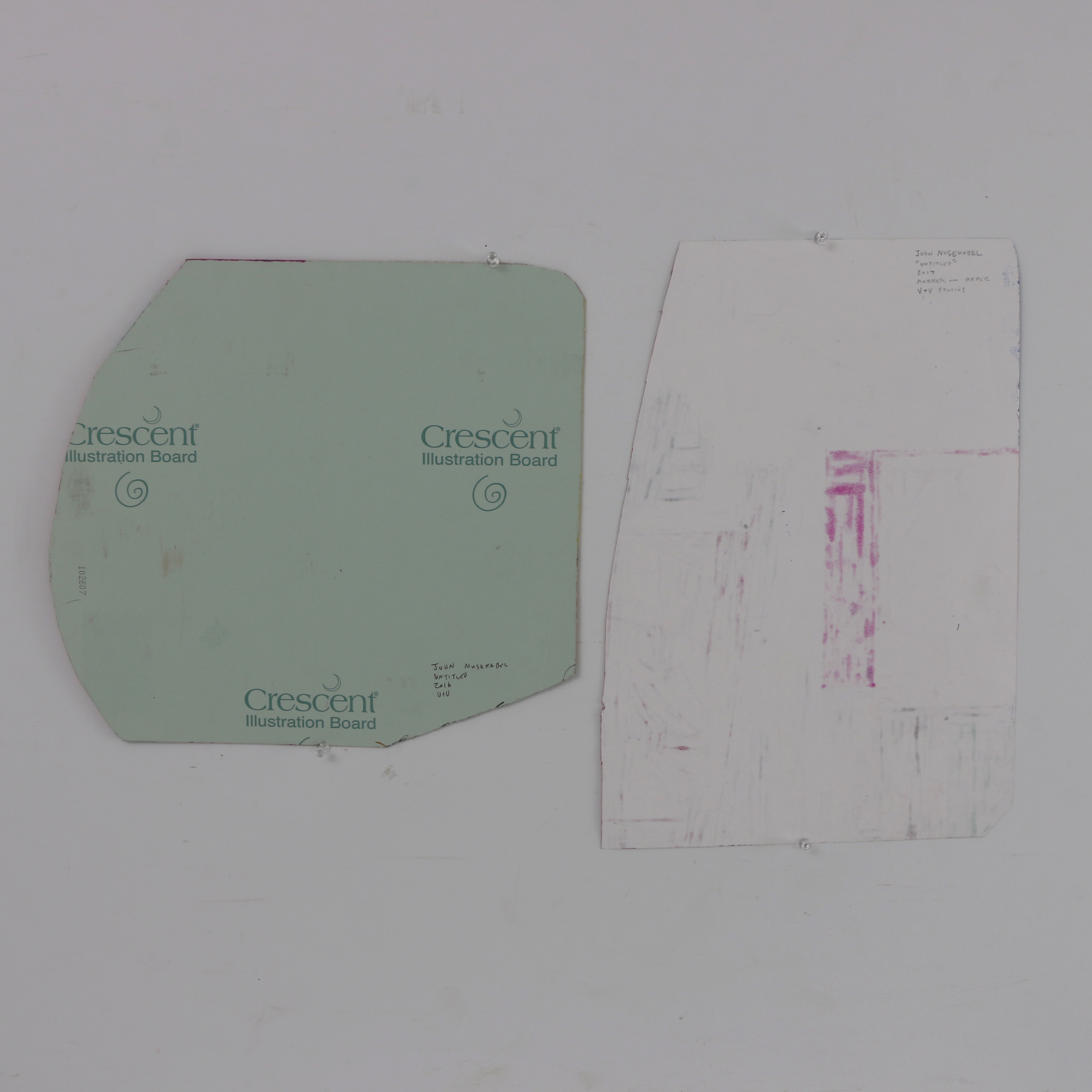 Pair of John Nusekabel Abstract Marker Drawings