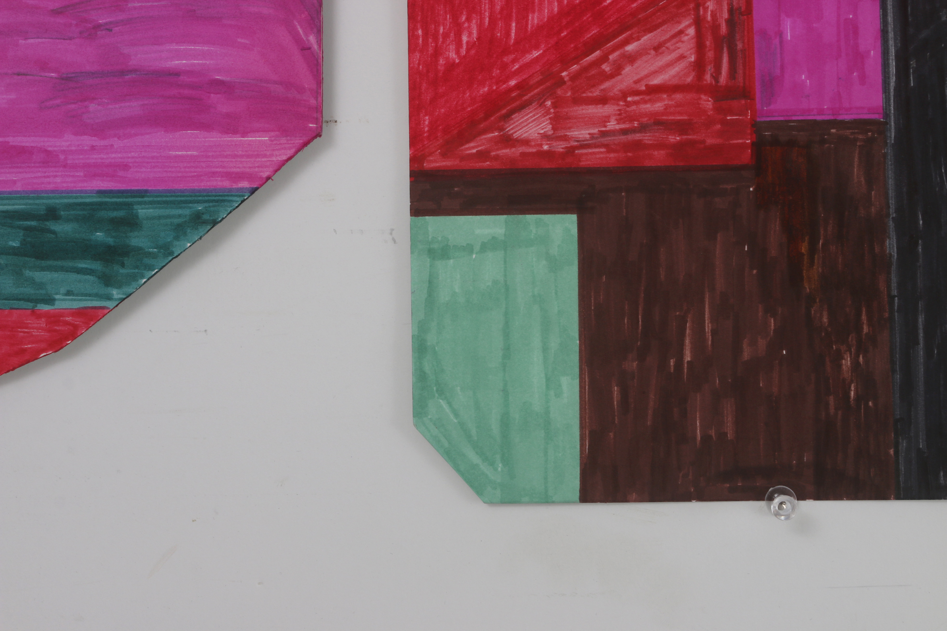 Pair of John Nusekabel Abstract Marker Drawings