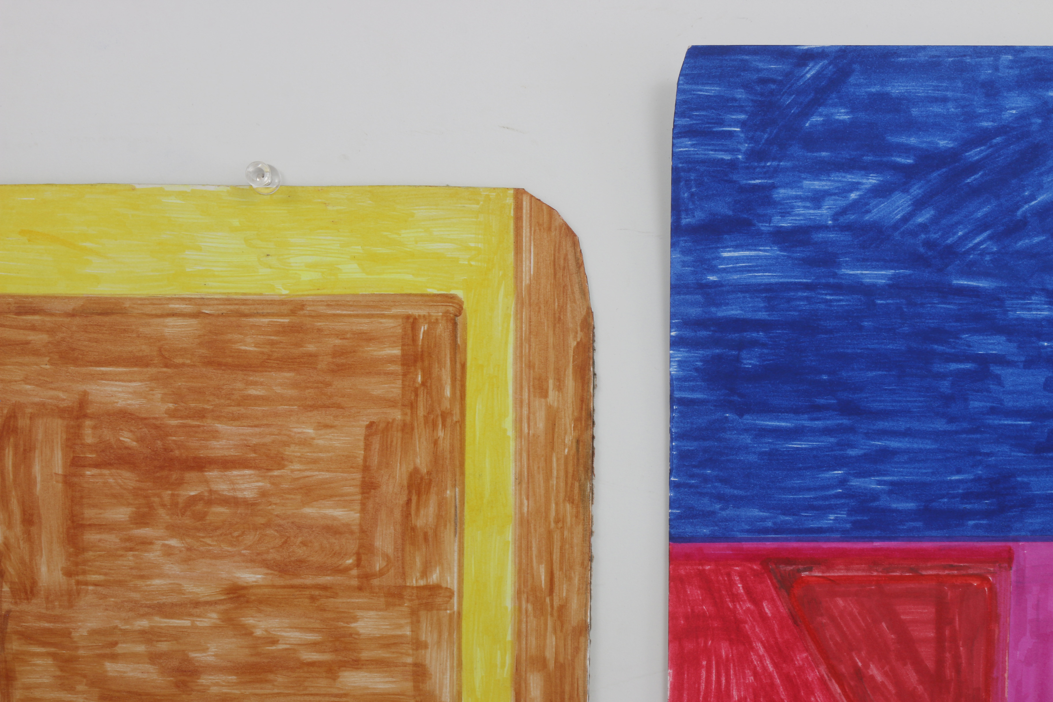 Pair of John Nusekabel Abstract Marker Drawings