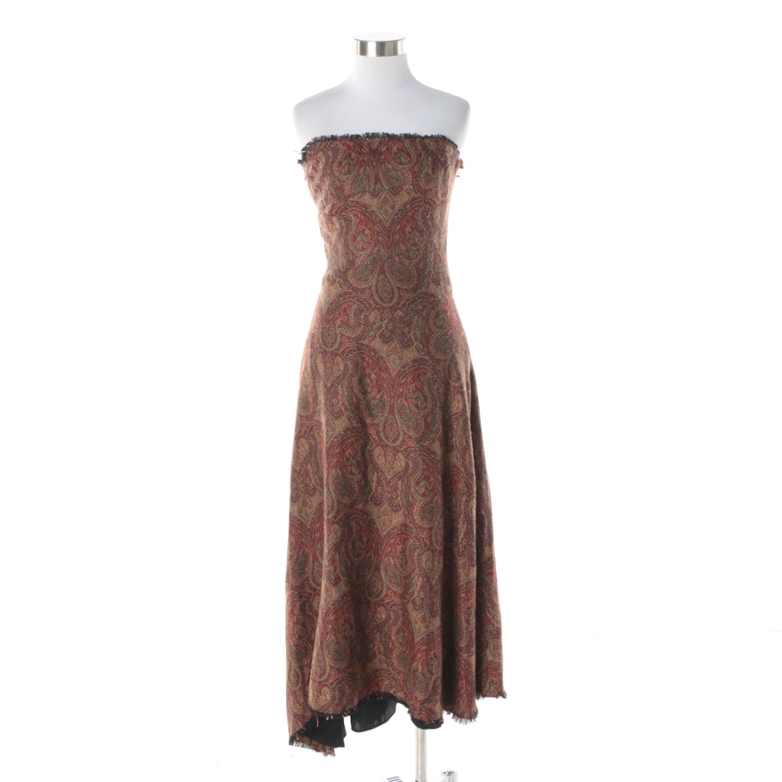 Lara Miller Kimber Woven Paisley Tapestry Strapless Dress