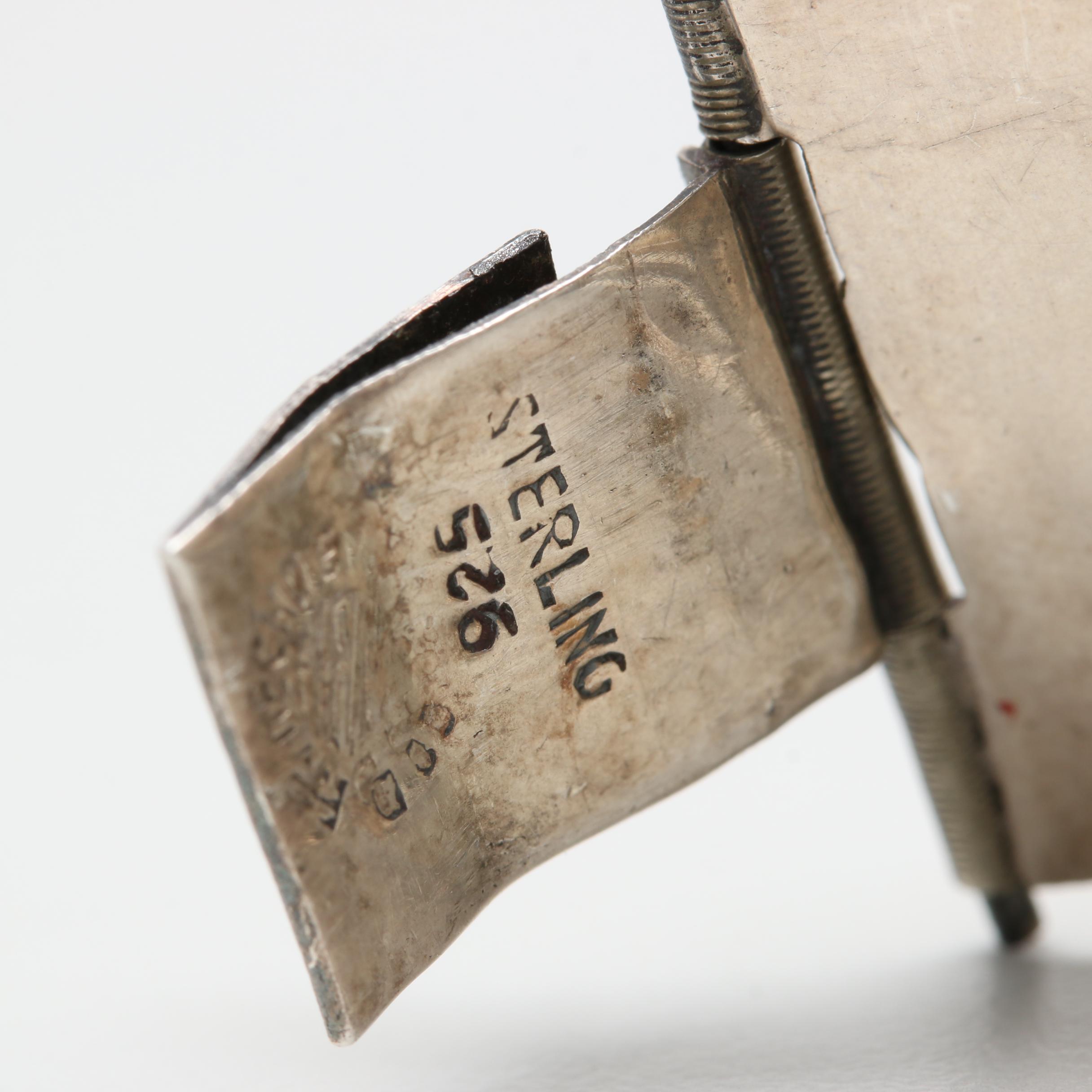 Sterling Silver Carved Obsidian Bracelet and Earrings