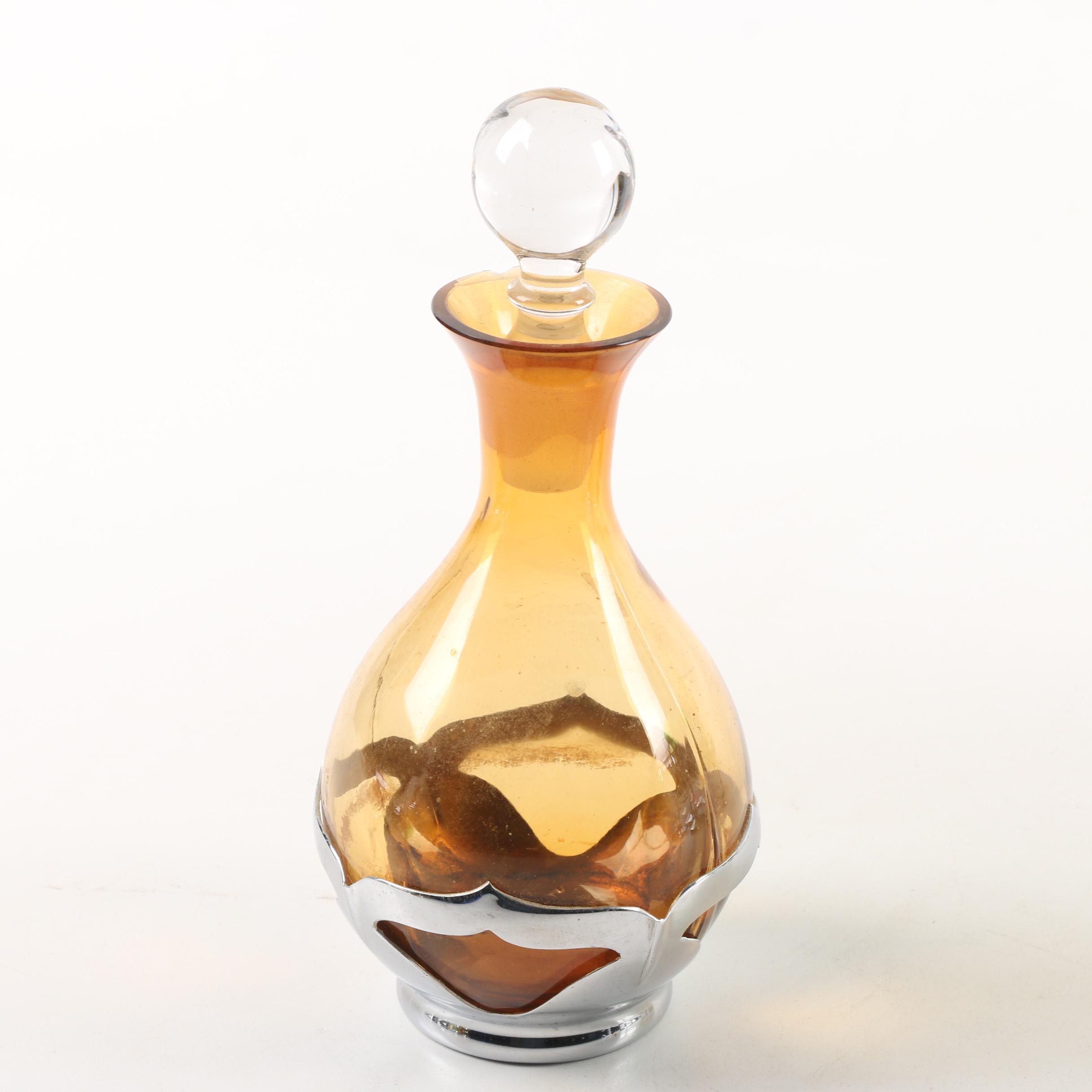 Farber Bros. "Krome Kraft" Colored Glass Stemware and Serveware