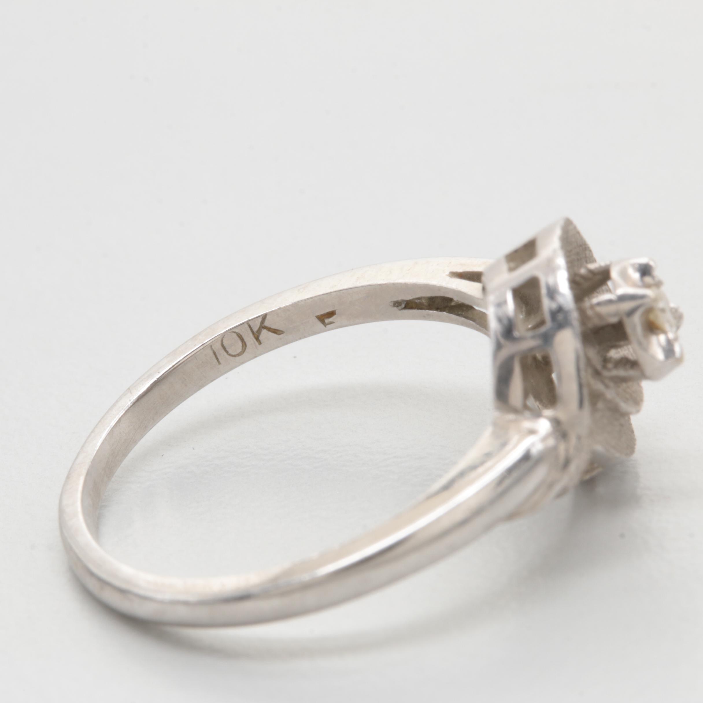 10K White Gold Diamond Ring