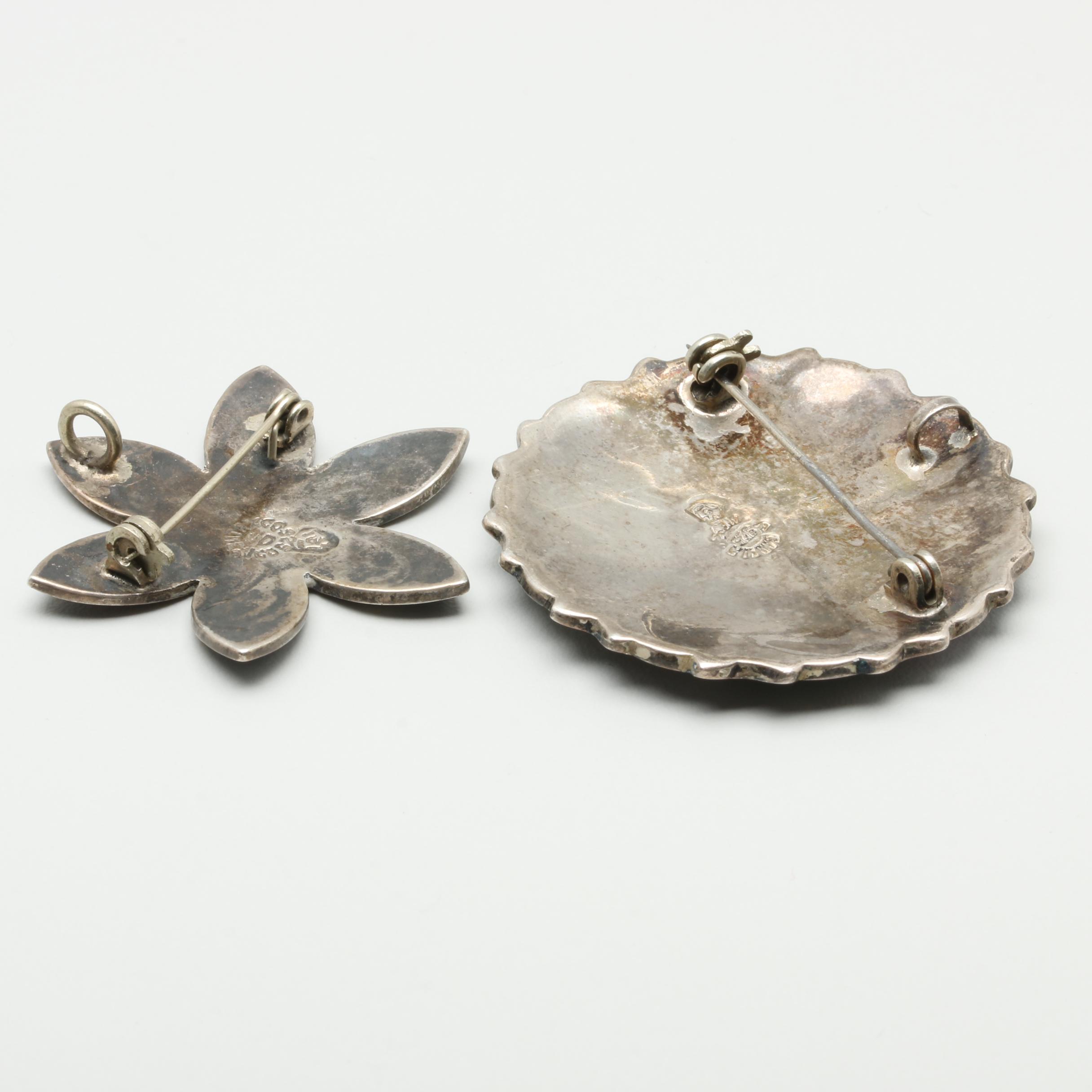 Sterling Silver Jewelry Selection Including Abalone and Glass