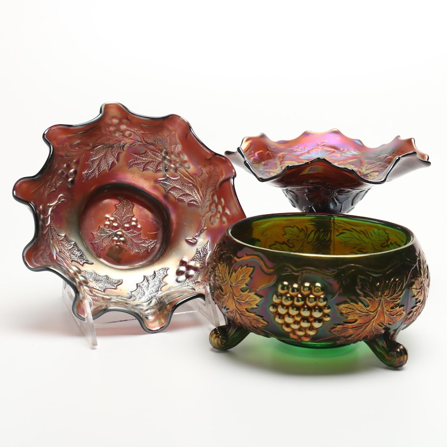 Iridescent Carnival Glass Including Dugan and Northwood