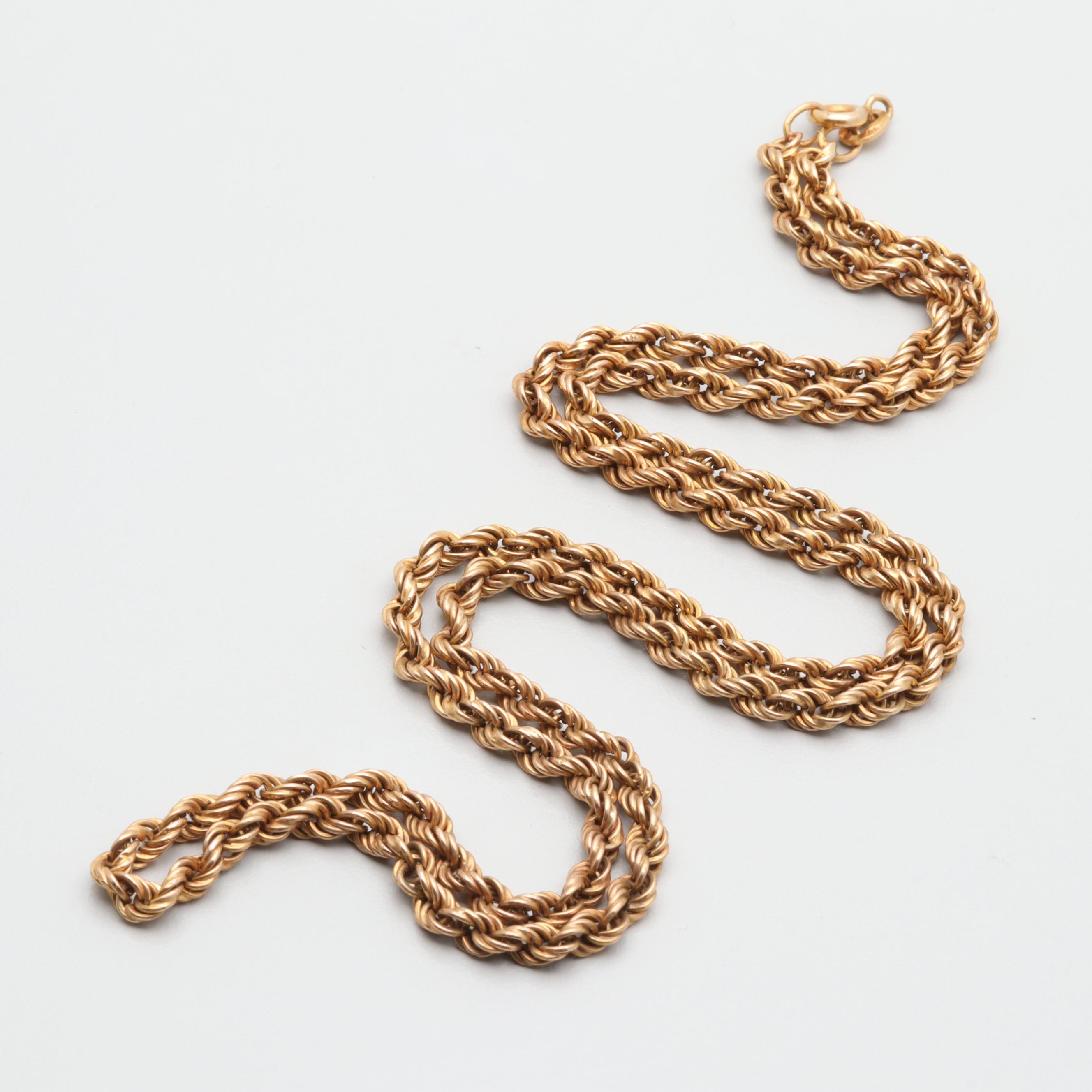 14K Yellow Gold Rope Chain Necklace