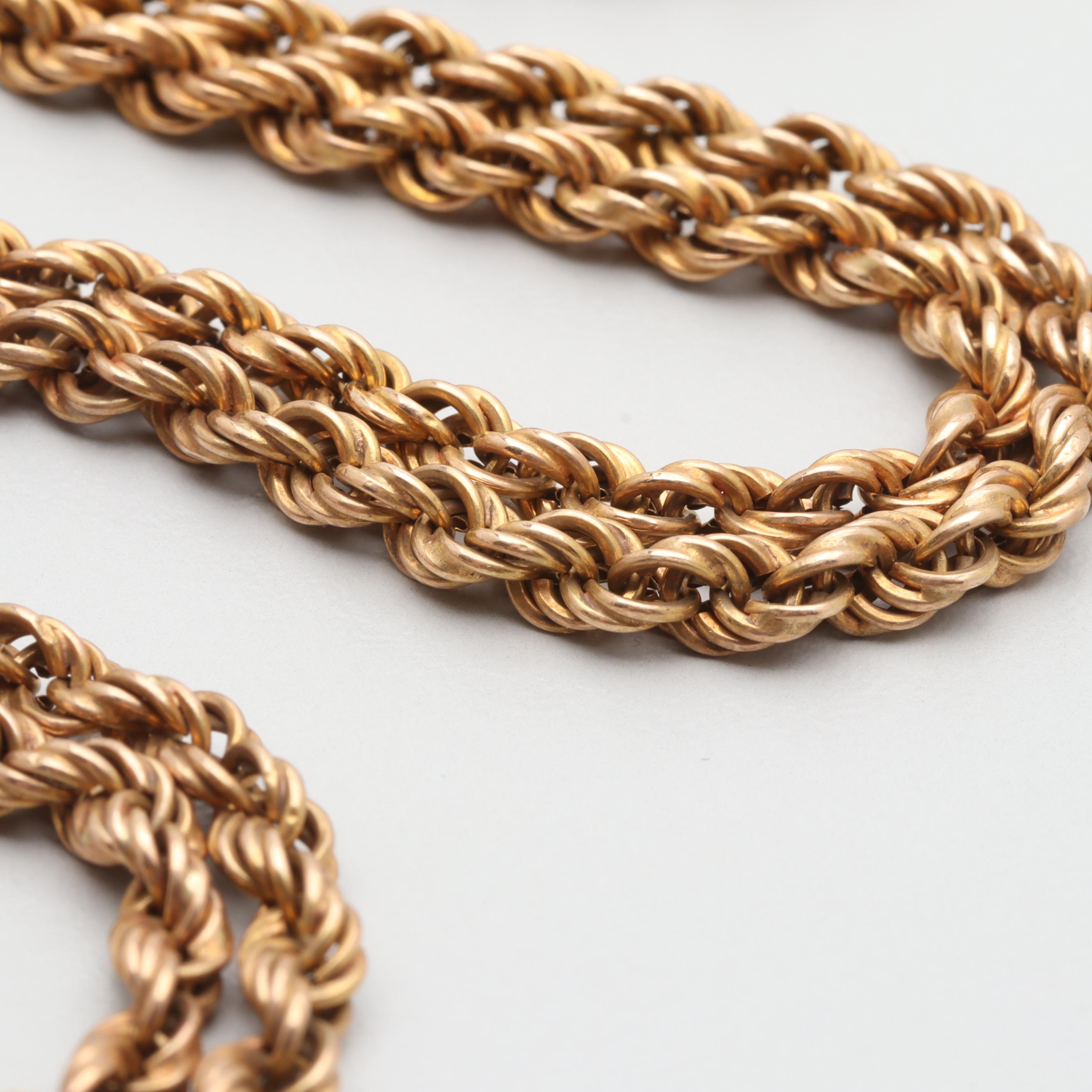 14K Yellow Gold Rope Chain Necklace