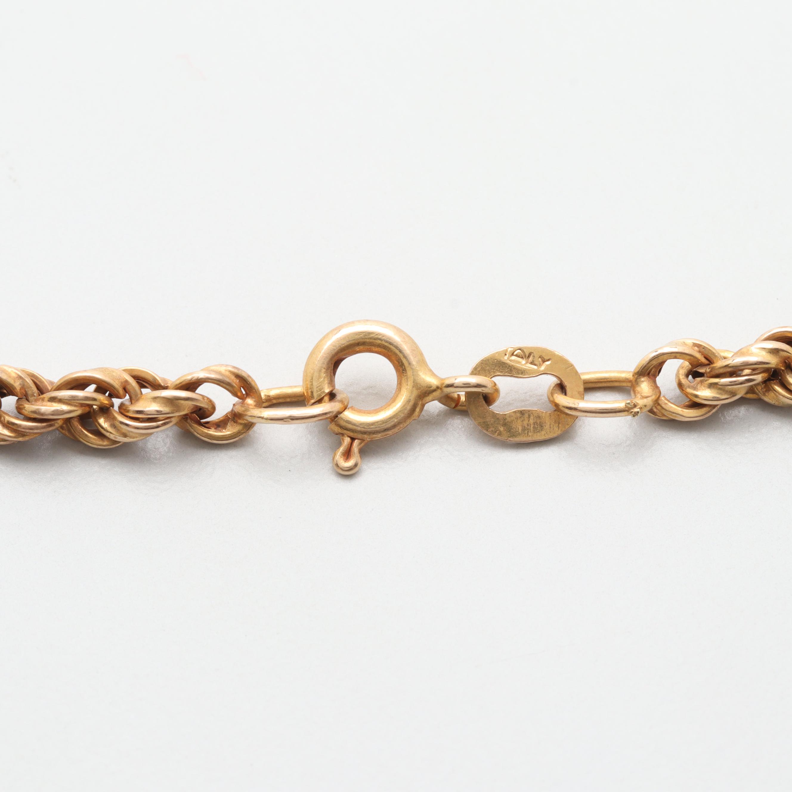 14K Yellow Gold Rope Chain Necklace