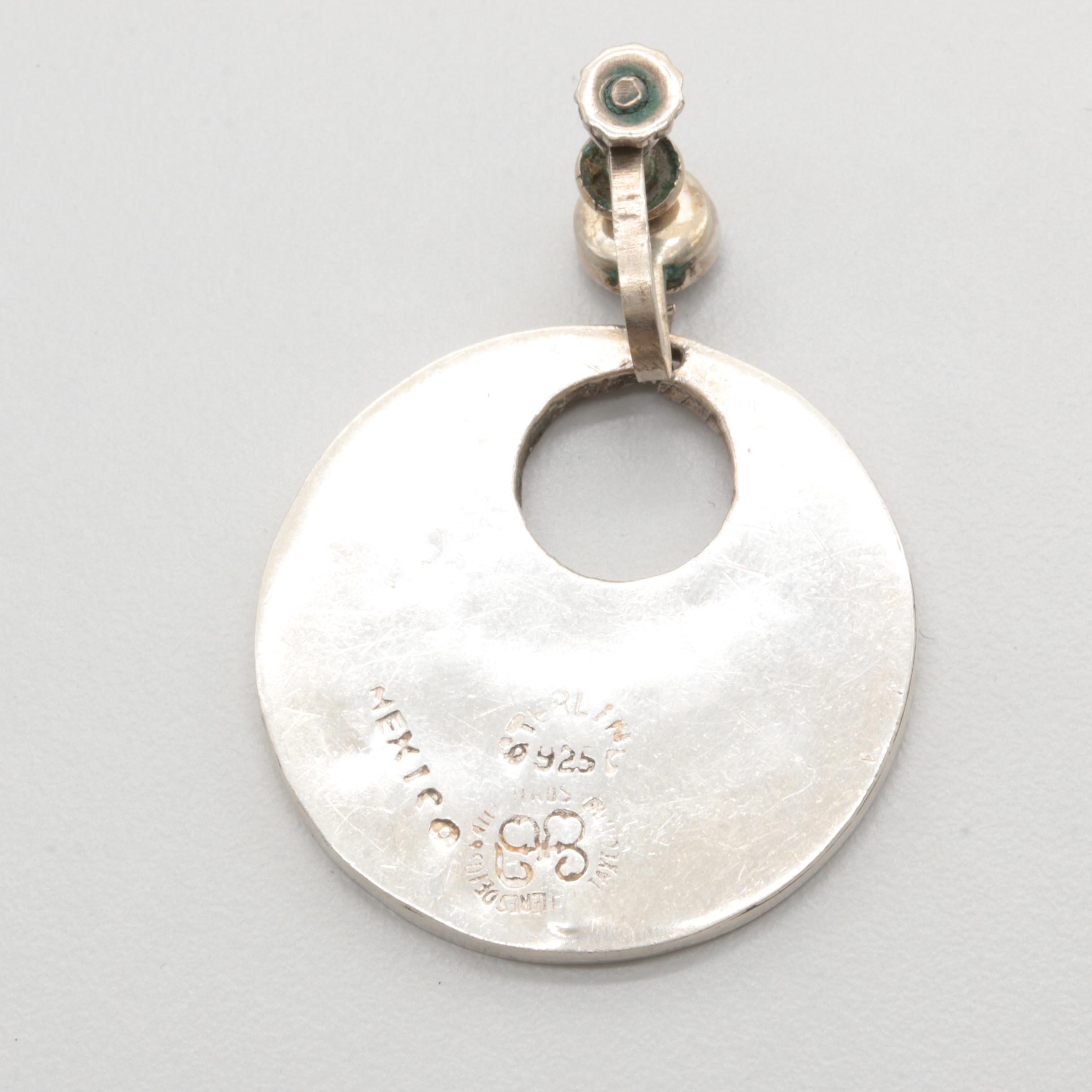 Mexican Sterling Silver Abalone Earrings and Bracelet