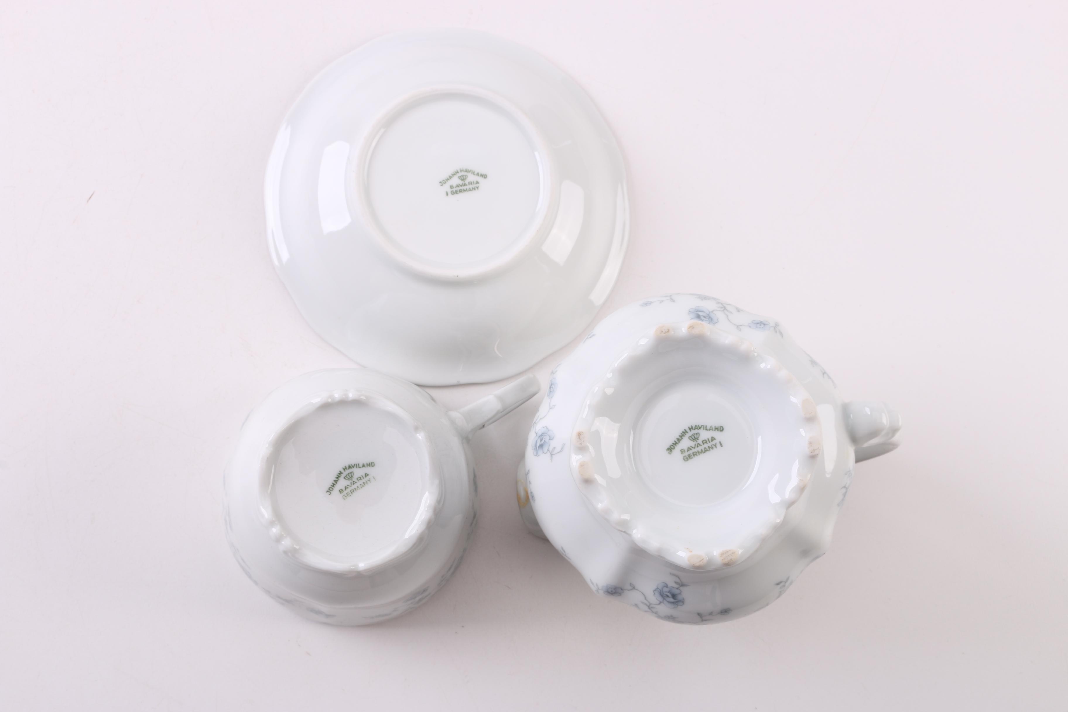 Vintage Johann Haviland "Blue Garland" Fruit Bowls, Teacups, and Creamer