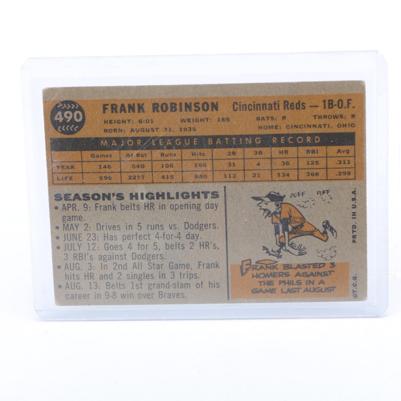 1960 Topps #490 Frank Robinson Trading Card