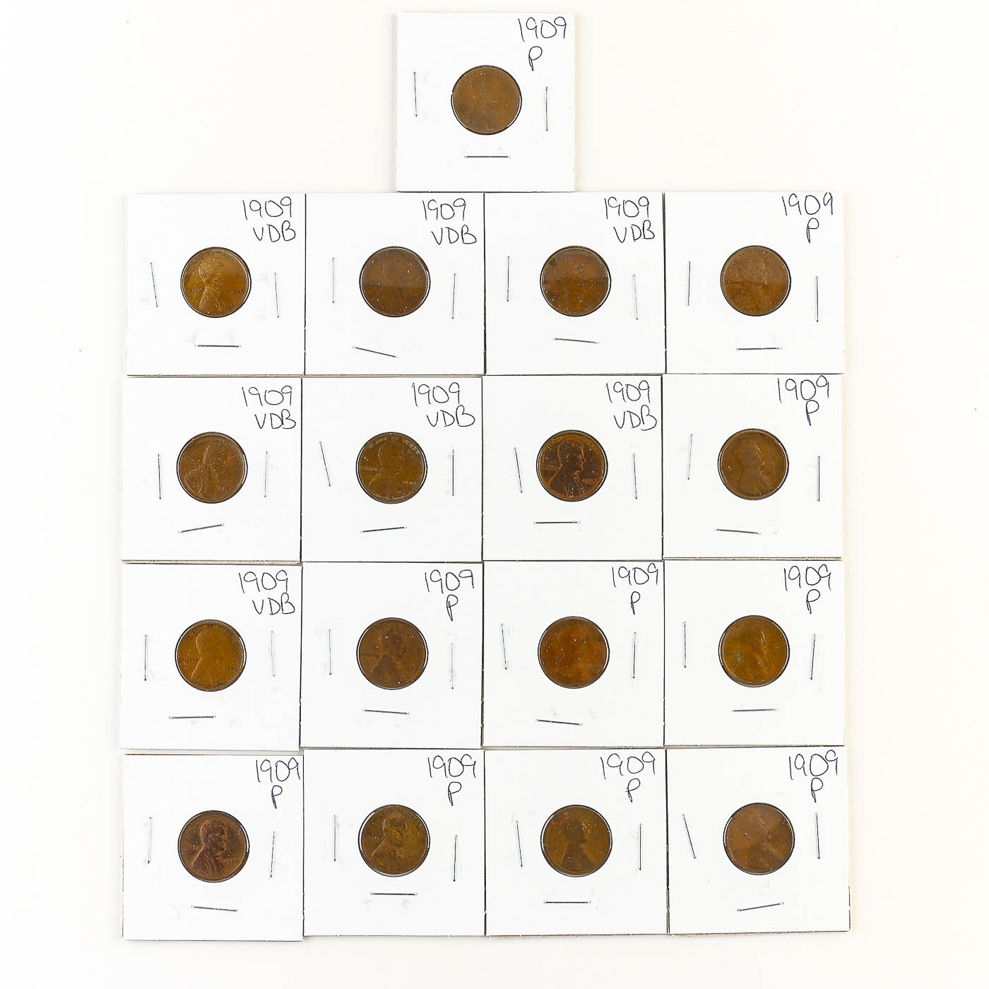 Seventeen First Year of Issue Lincoln Wheat Cents