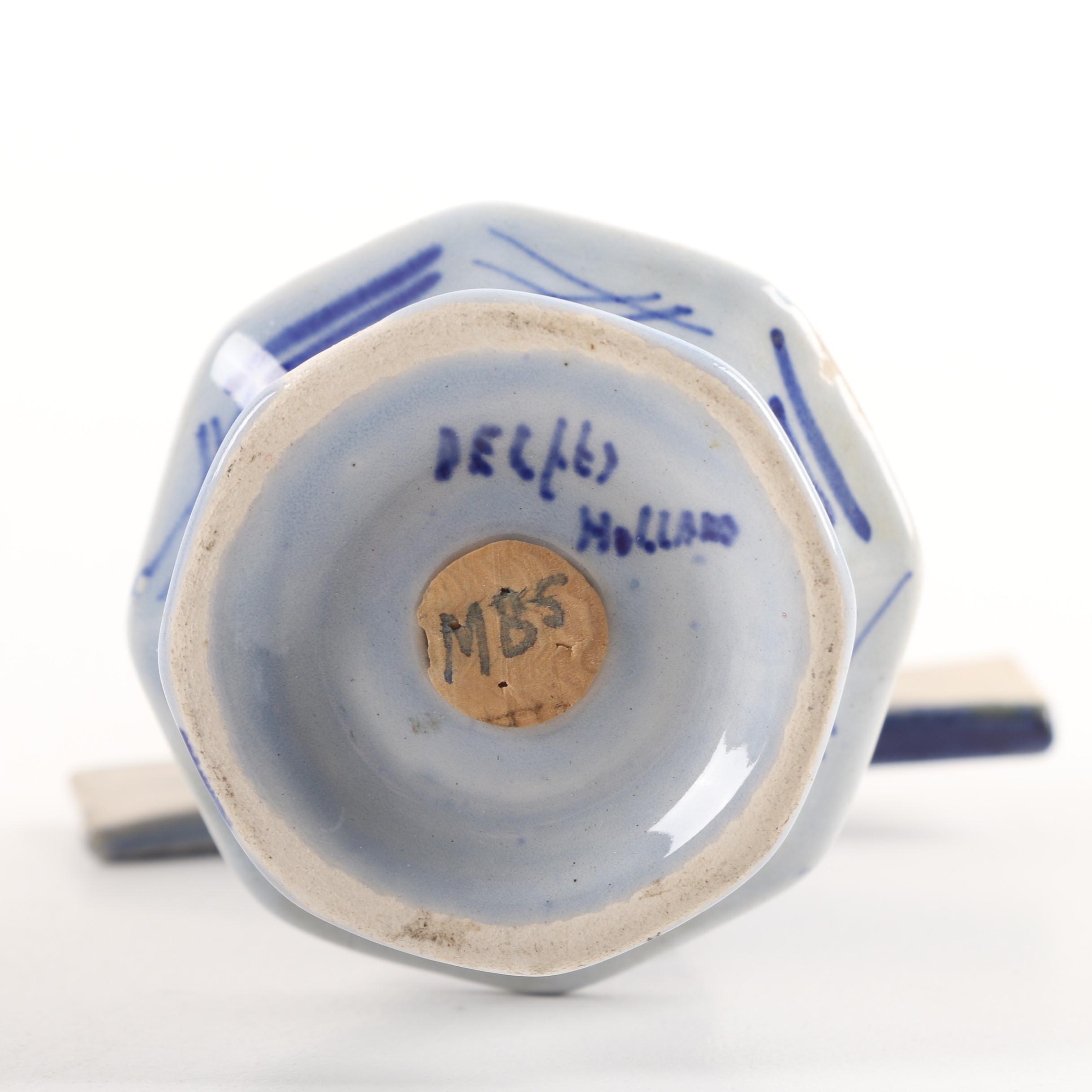 German "Blue Onion" Porcelain Lidded Canisters with Delft Holland Windmill