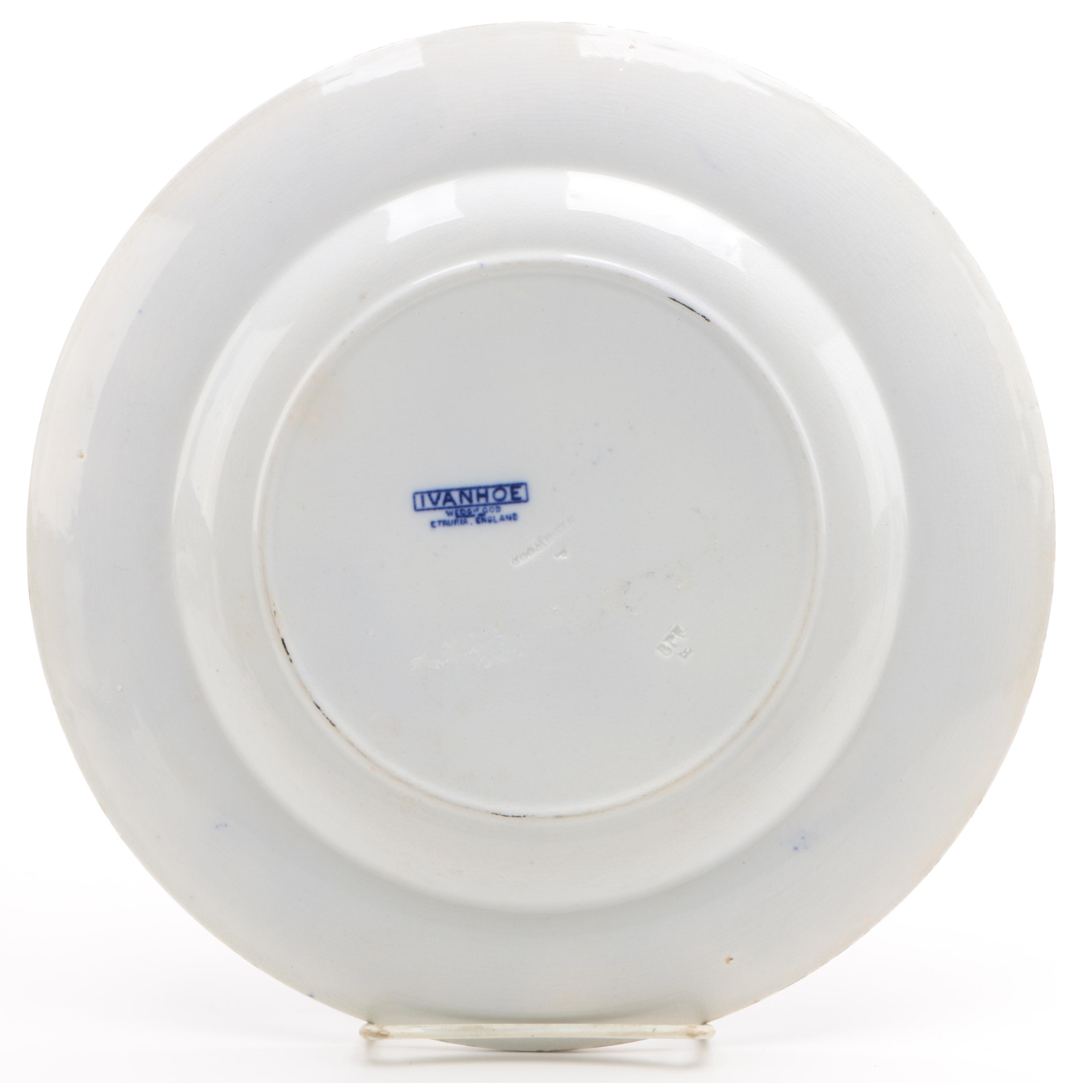 Antique Wedgwood "Ivanhoe" English Flow Blue Ironstone Dinner Plates