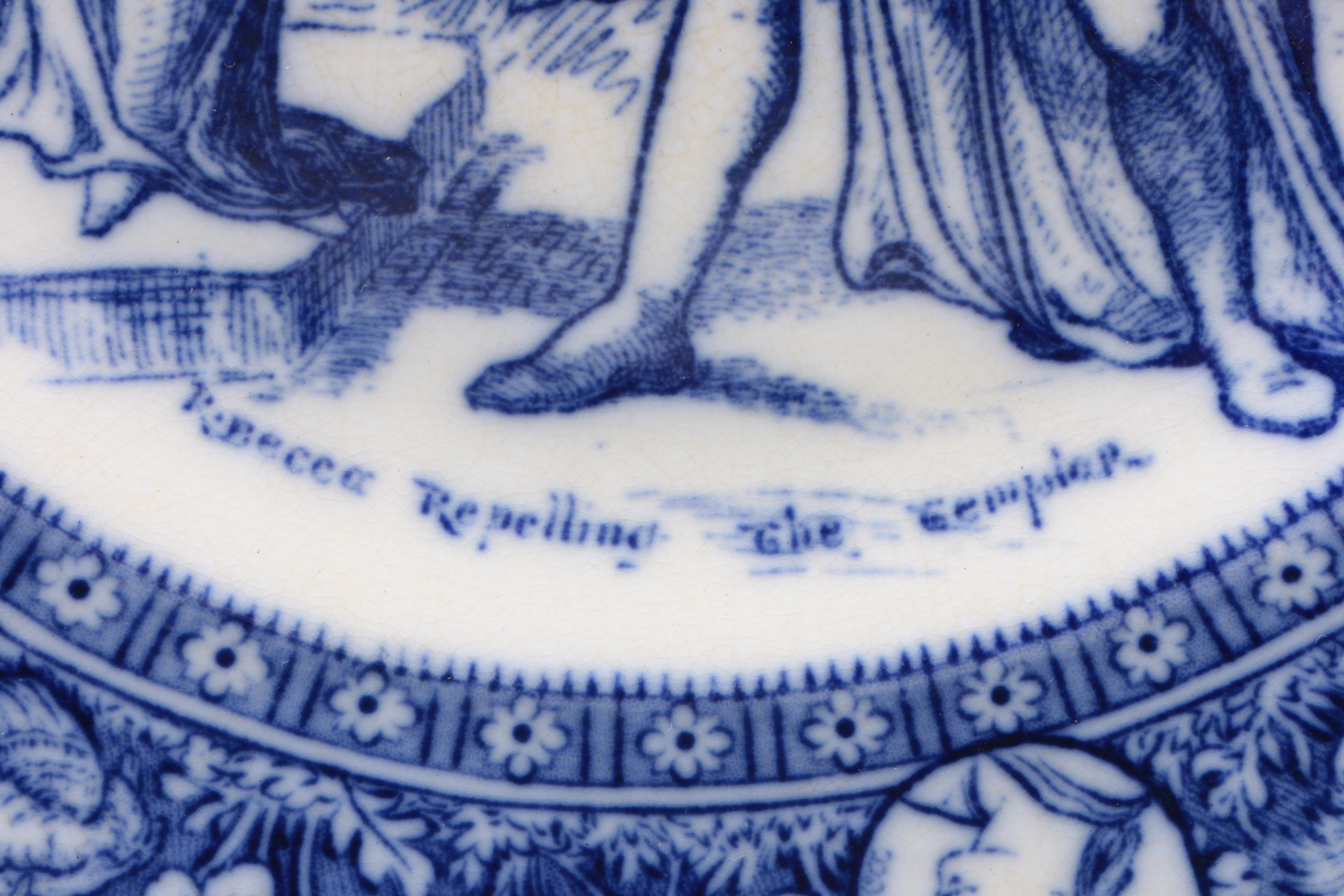 Antique Wedgwood "Ivanhoe" English Flow Blue Ironstone Dinner Plates