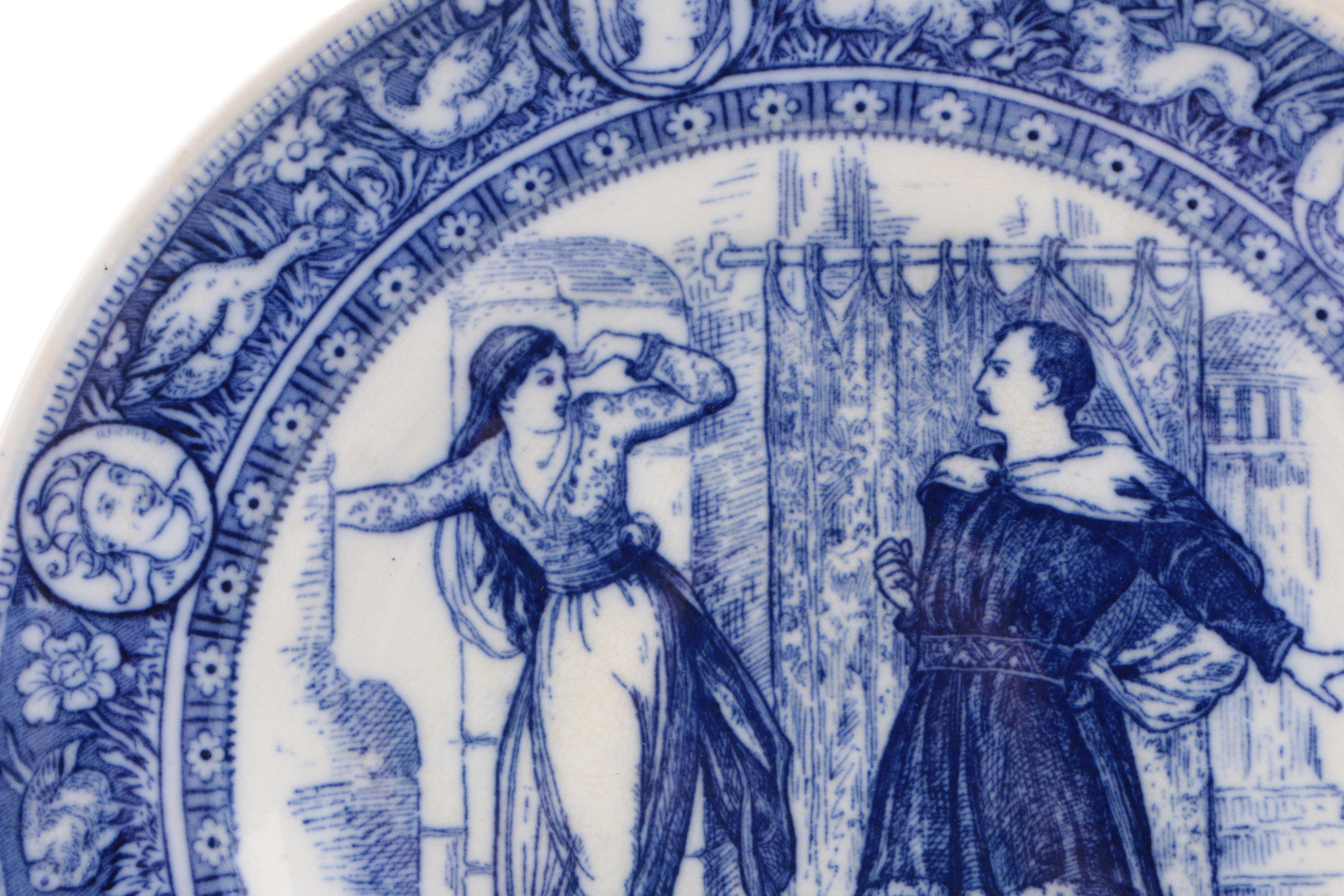 Antique Wedgwood "Ivanhoe" English Flow Blue Ironstone Dinner Plates