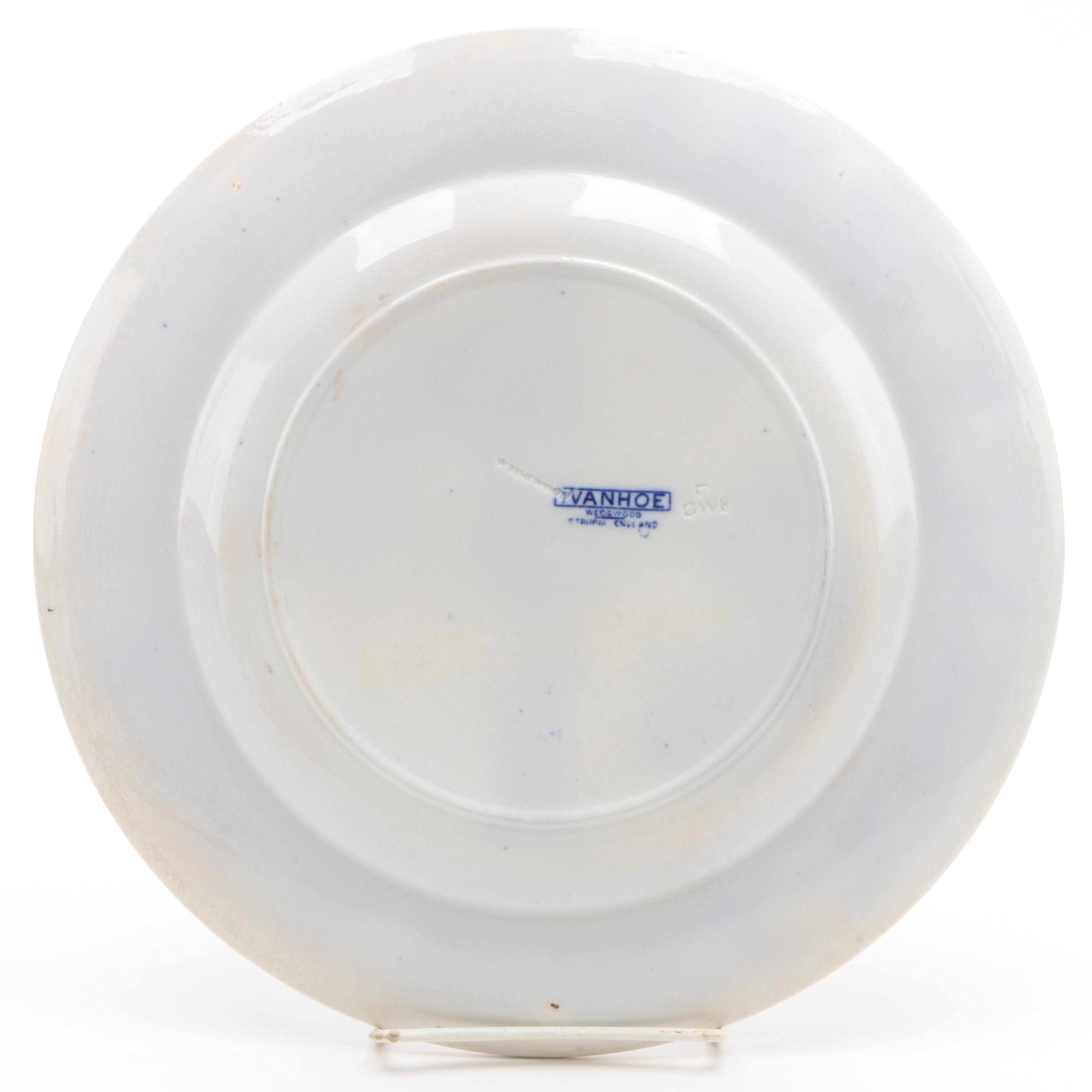 Antique Wedgwood "Ivanhoe" English Flow Blue Ironstone Dinner Plates