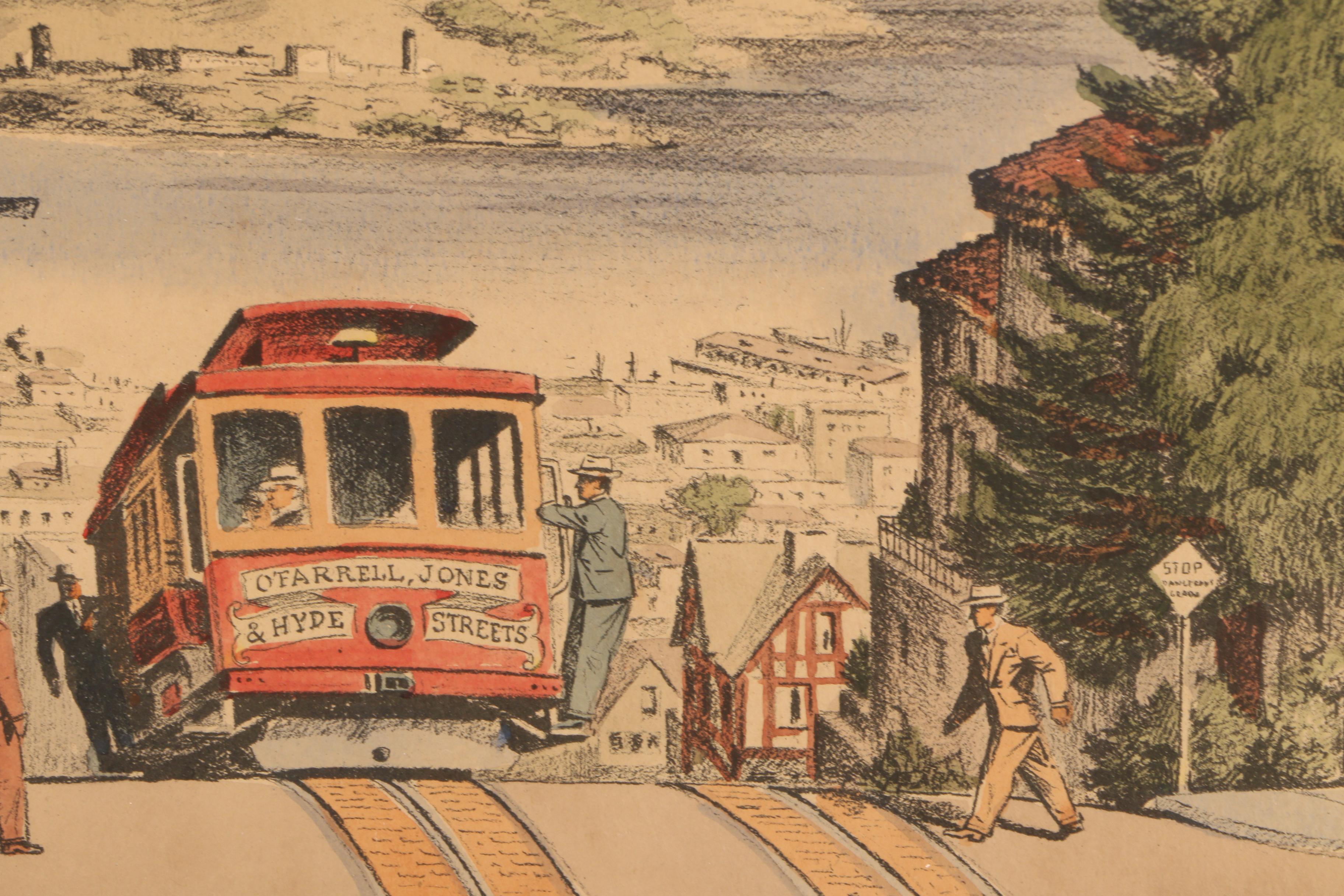 Hand-Colored Lithograph after Frank Serratoni Illustraton