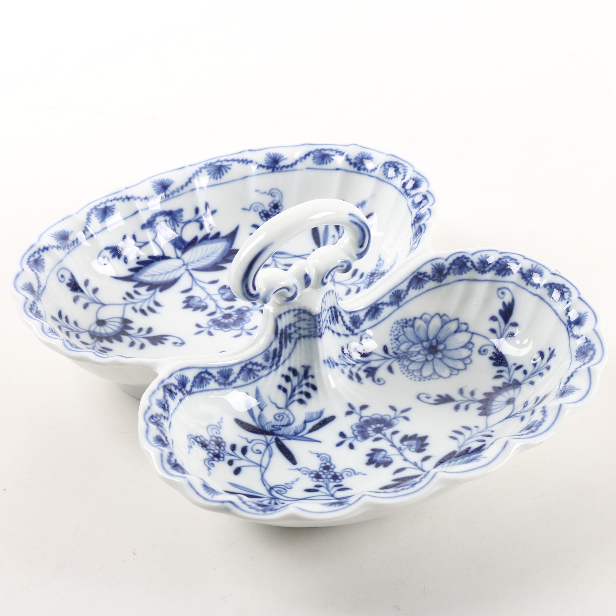 Meissen "Blue Onion" Porcelain Divided Relish Dish