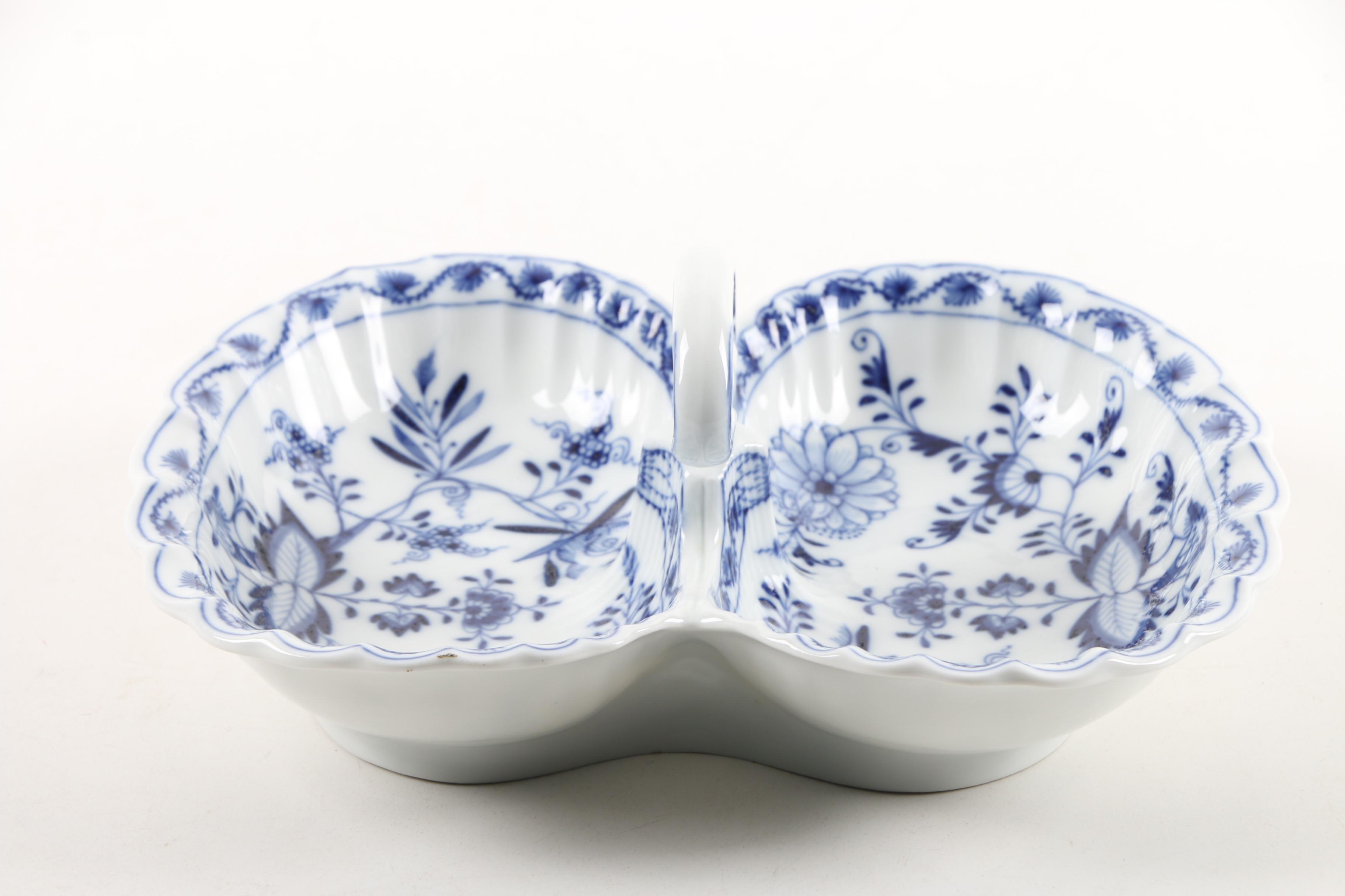 Meissen "Blue Onion" Porcelain Divided Relish Dish
