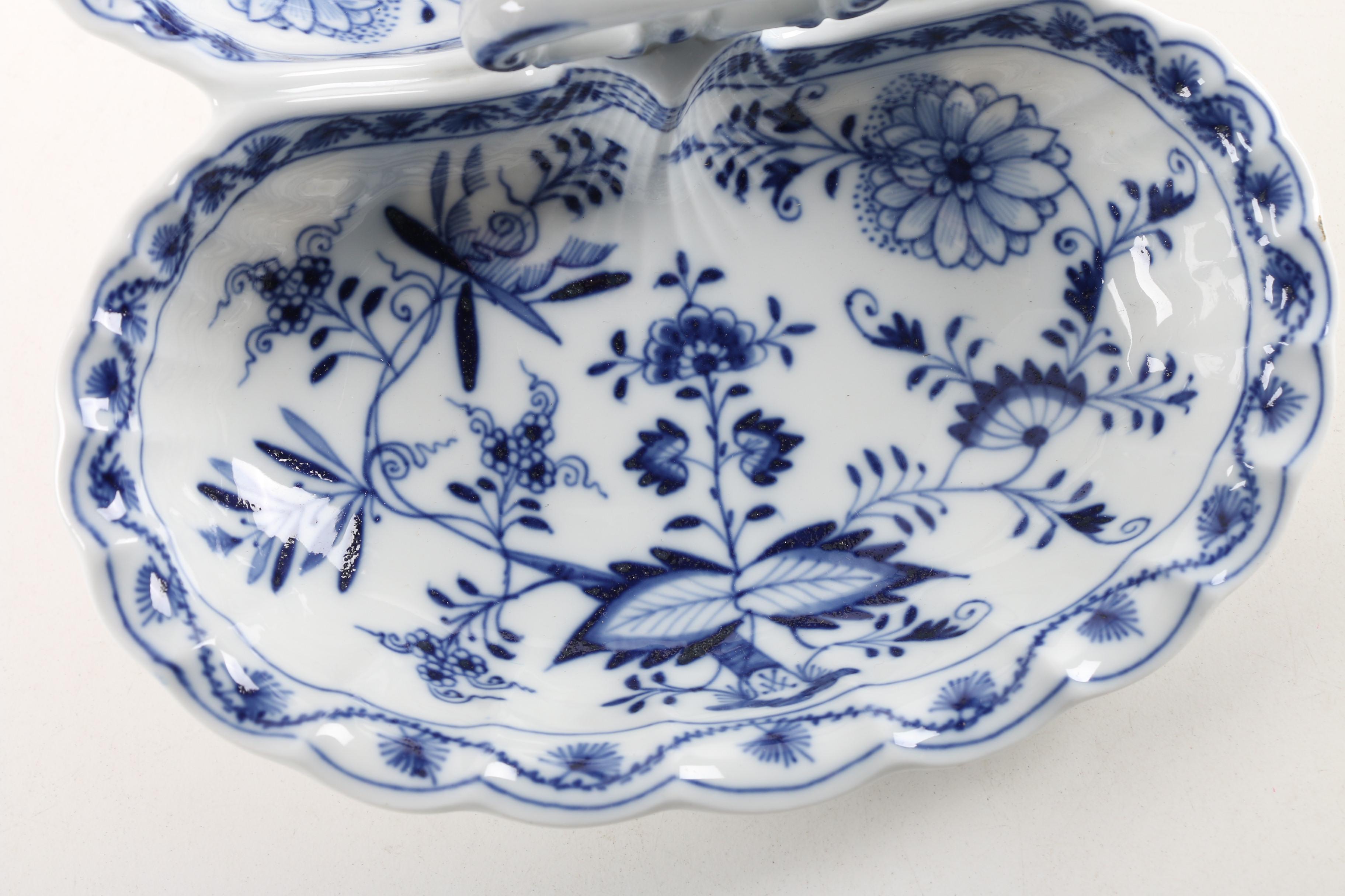 Meissen "Blue Onion" Porcelain Divided Relish Dish
