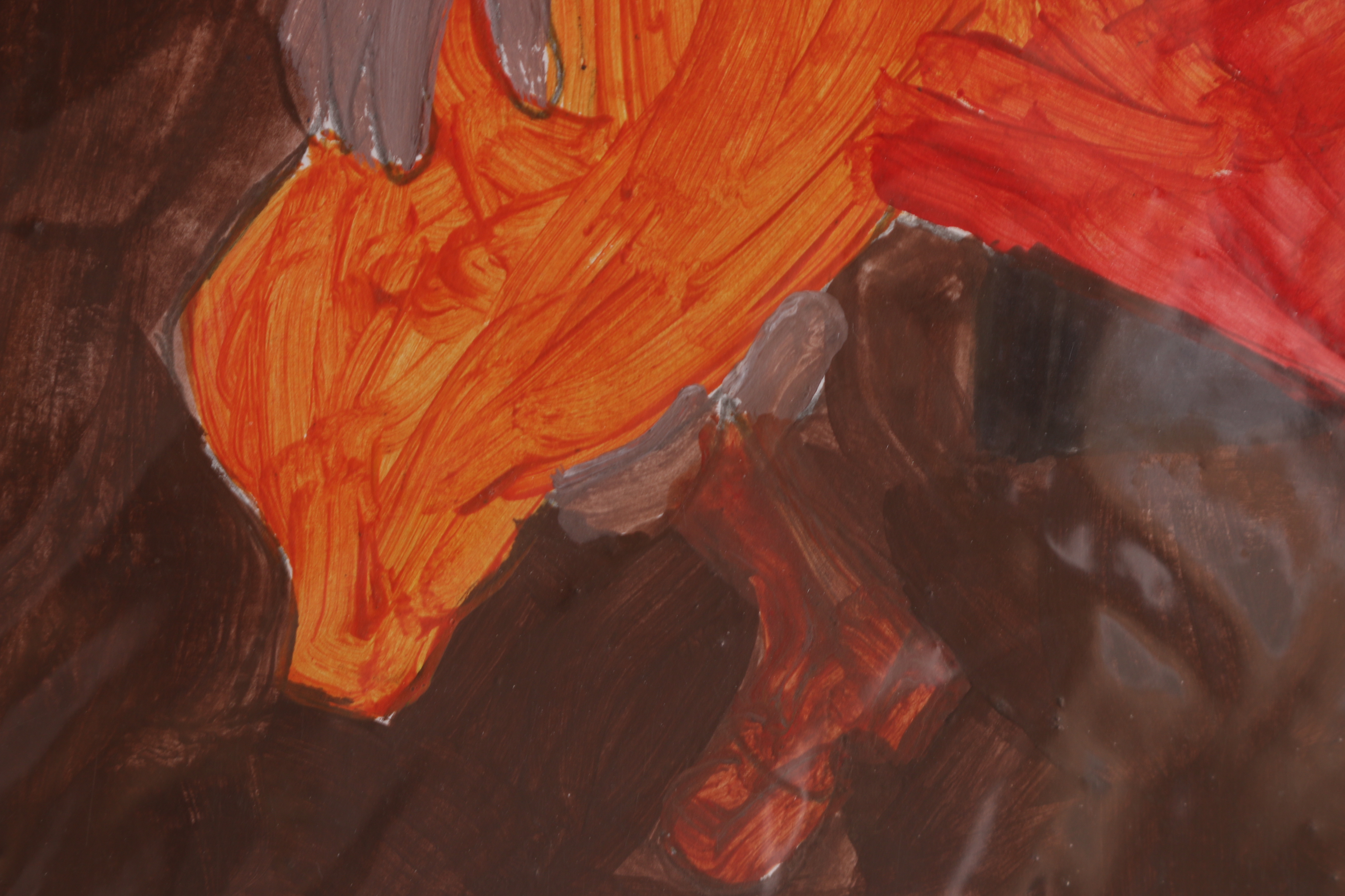 Pair of Rosalind Bush Paintings "Red Man Dancing" and "Man with Yellow Eyes"