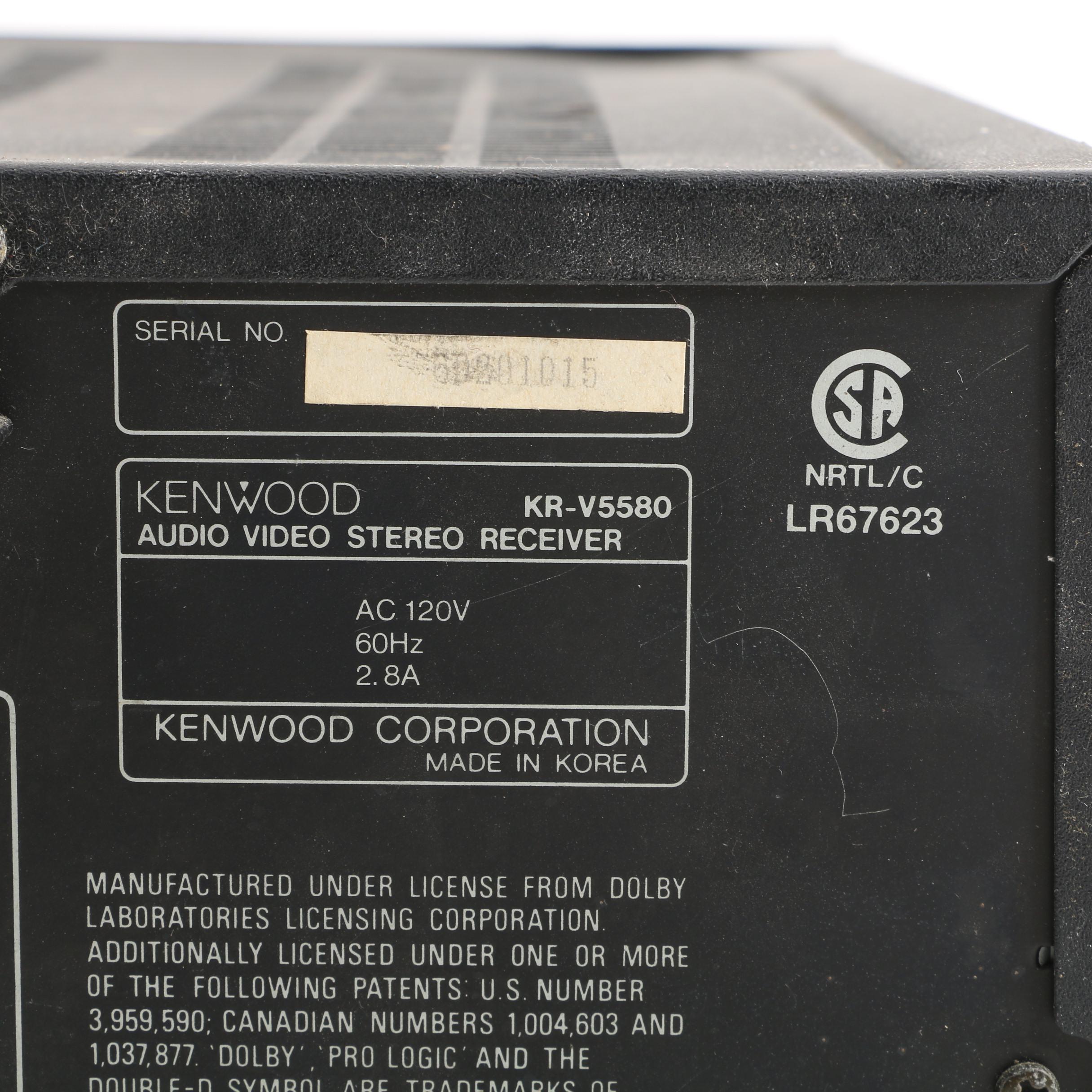 Kenwood KR-V5580 Audio-Video Surround Receiver